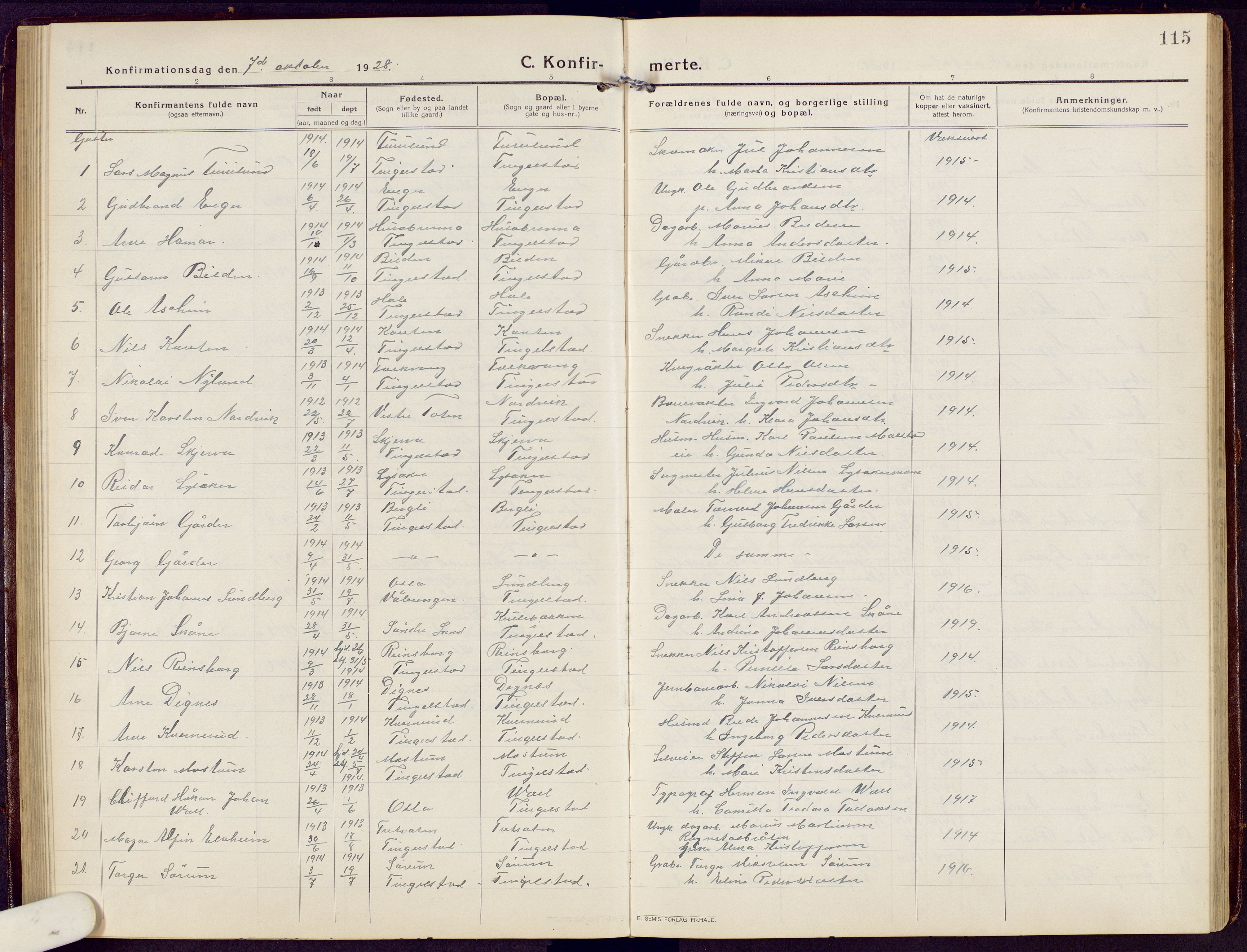 Brandbu prestekontor, SAH/PREST-114/H/Ha/Hab/L0010: Parish register (copy) no. 10, 1916-1930, p. 115