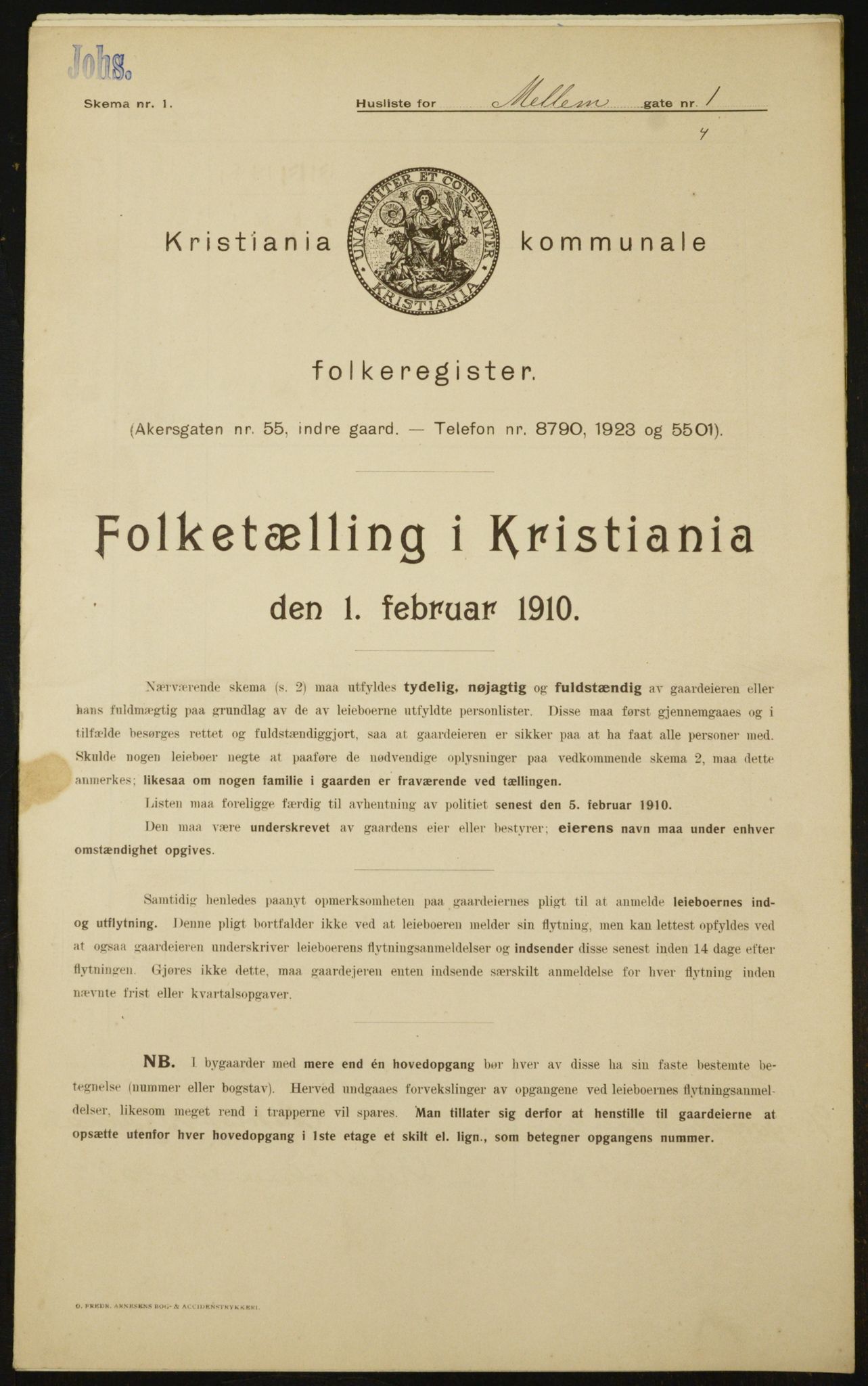 OBA, Municipal Census 1910 for Kristiania, 1910, p. 62969