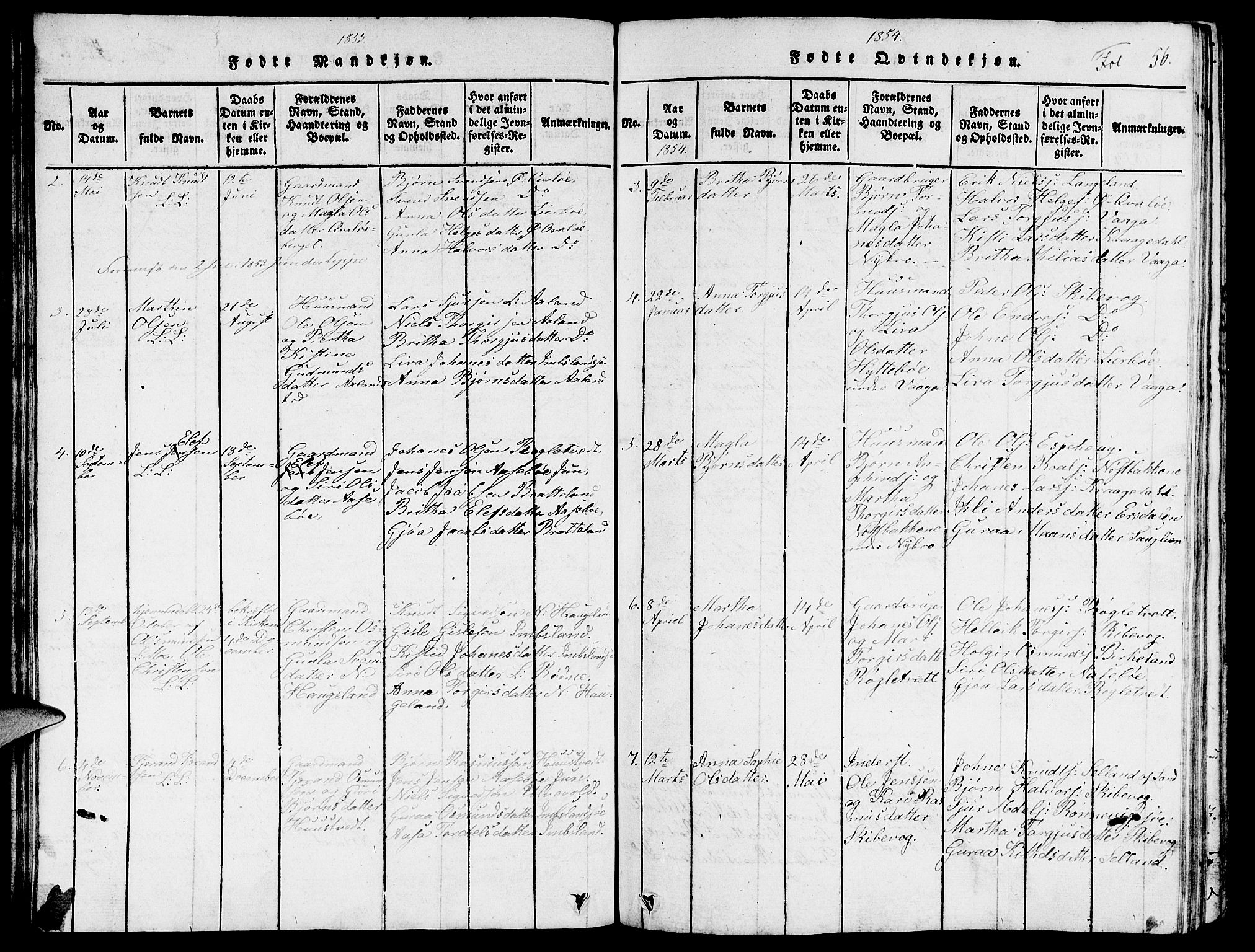 Vikedal sokneprestkontor, SAST/A-101840/01/V: Parish register (copy) no. B 3, 1816-1867, p. 56