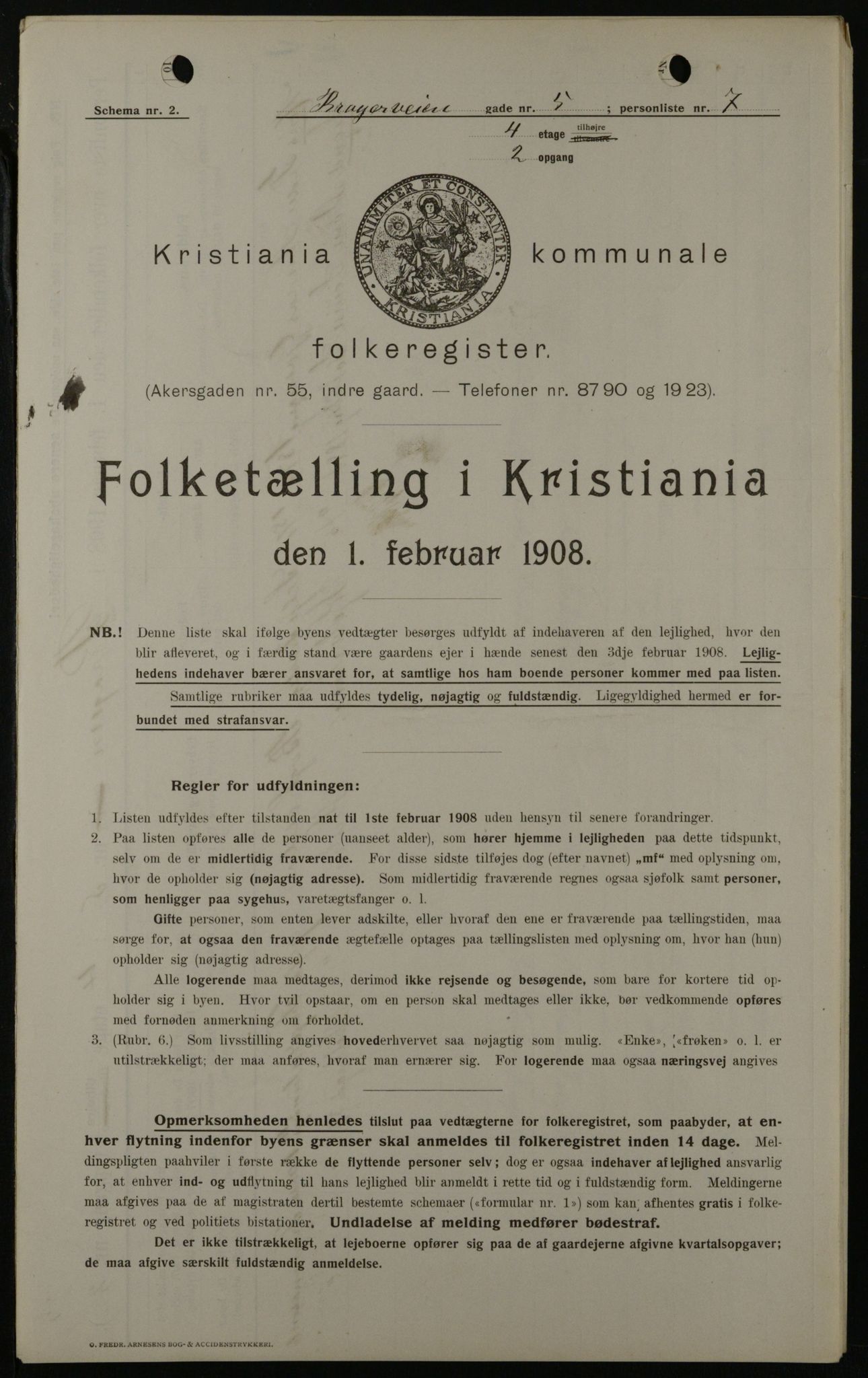 OBA, Municipal Census 1908 for Kristiania, 1908, p. 7855