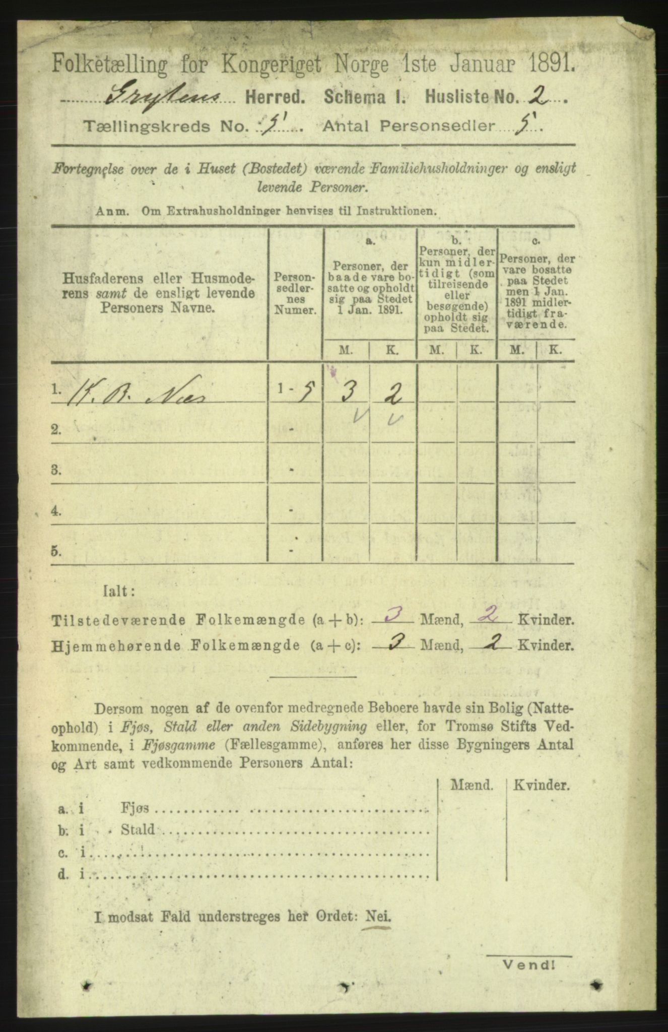 RA, 1891 census for 1539 Grytten, 1891, p. 1564