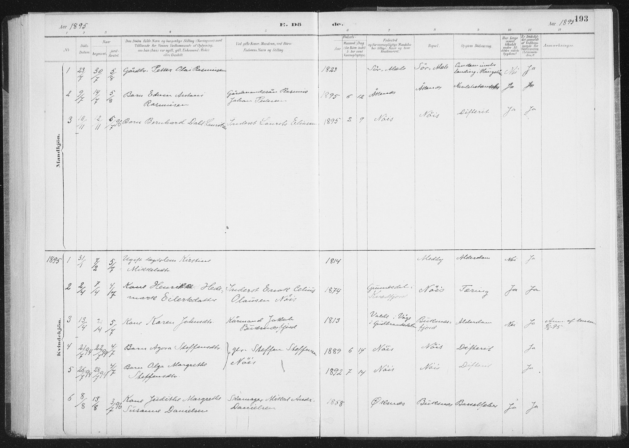 Ministerialprotokoller, klokkerbøker og fødselsregistre - Nordland, SAT/A-1459/898/L1422: Parish register (official) no. 898A02, 1887-1908, p. 193
