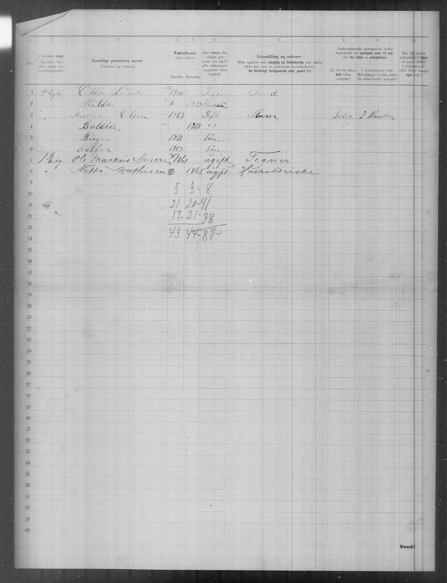 OBA, Municipal Census 1903 for Kristiania, 1903, p. 7748