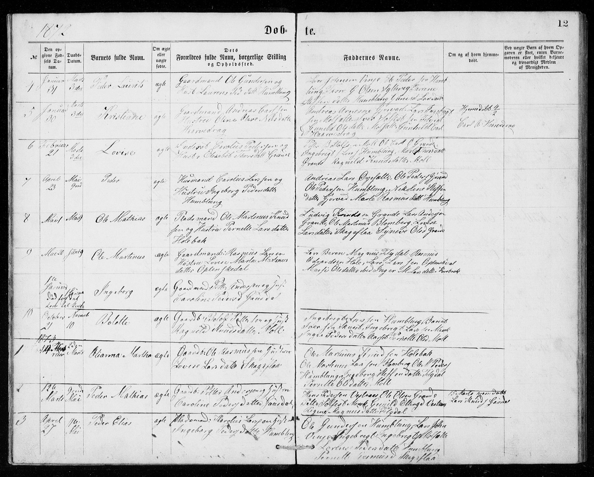 Ministerialprotokoller, klokkerbøker og fødselsregistre - Møre og Romsdal, AV/SAT-A-1454/518/L0235: Parish register (copy) no. 518C02, 1867-1888, p. 12