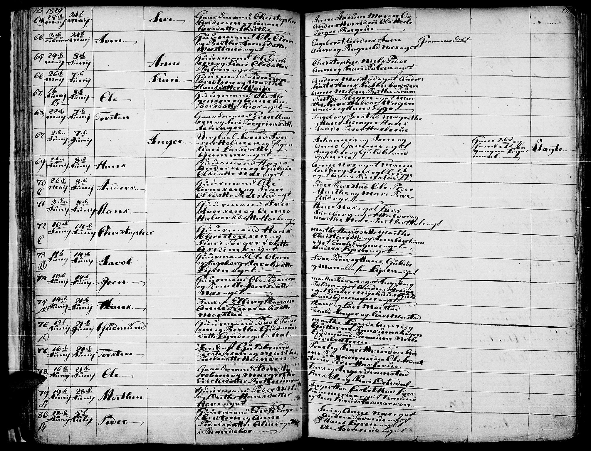 Gran prestekontor, AV/SAH-PREST-112/H/Ha/Haa/L0010: Parish register (official) no. 10, 1824-1842, p. 123-124