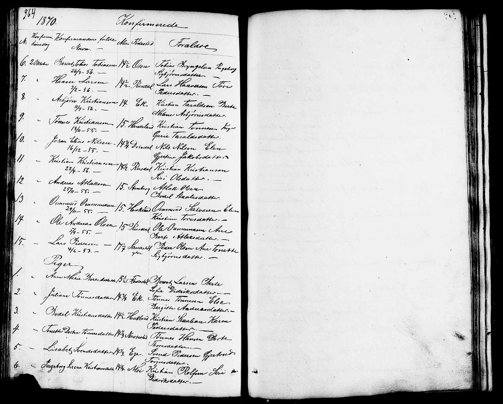 Lund sokneprestkontor, AV/SAST-A-101809/S07/L0003: Parish register (copy) no. B 3, 1848-1885, p. 264