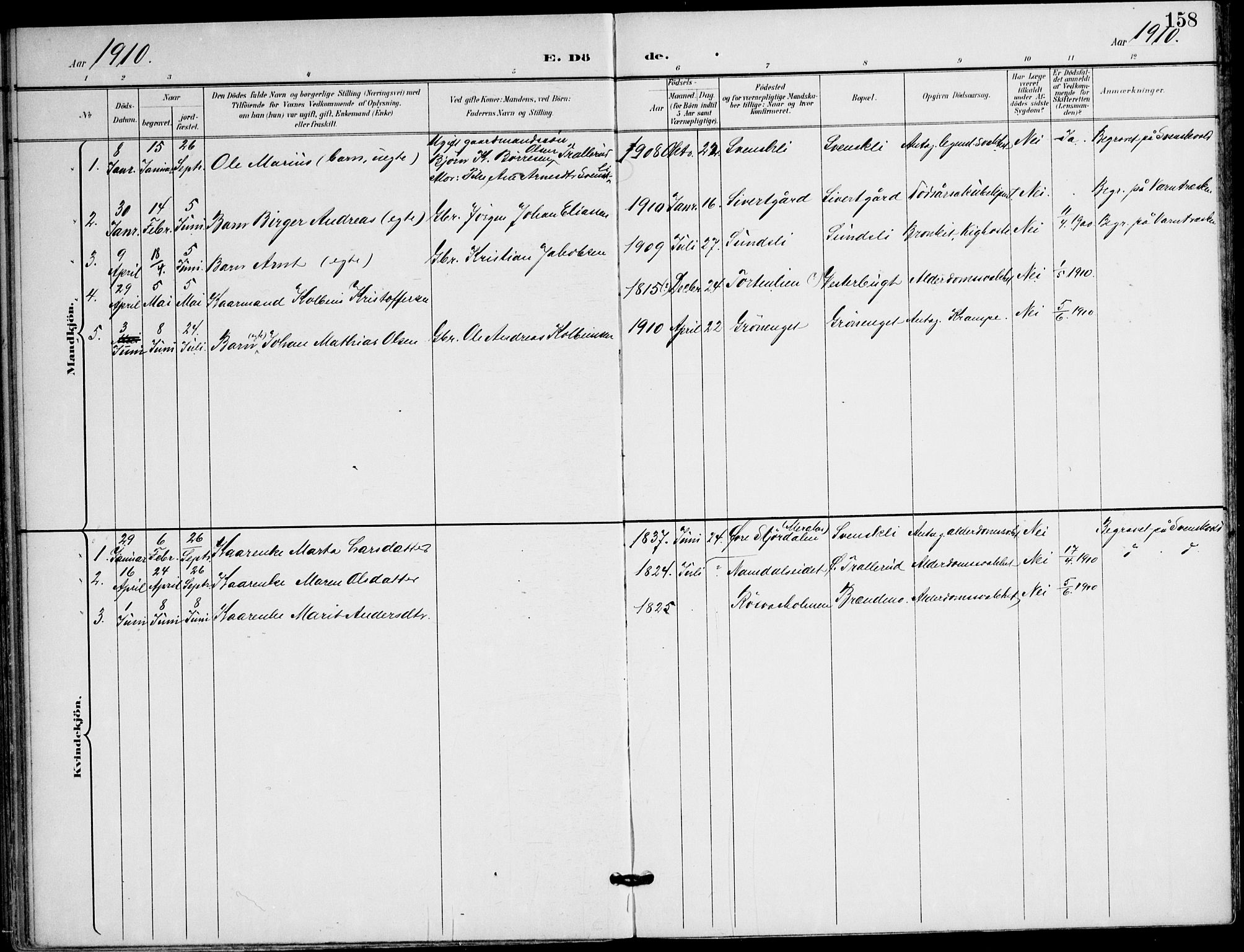 Ministerialprotokoller, klokkerbøker og fødselsregistre - Nordland, AV/SAT-A-1459/823/L0326: Parish register (official) no. 823A03, 1899-1919, p. 158