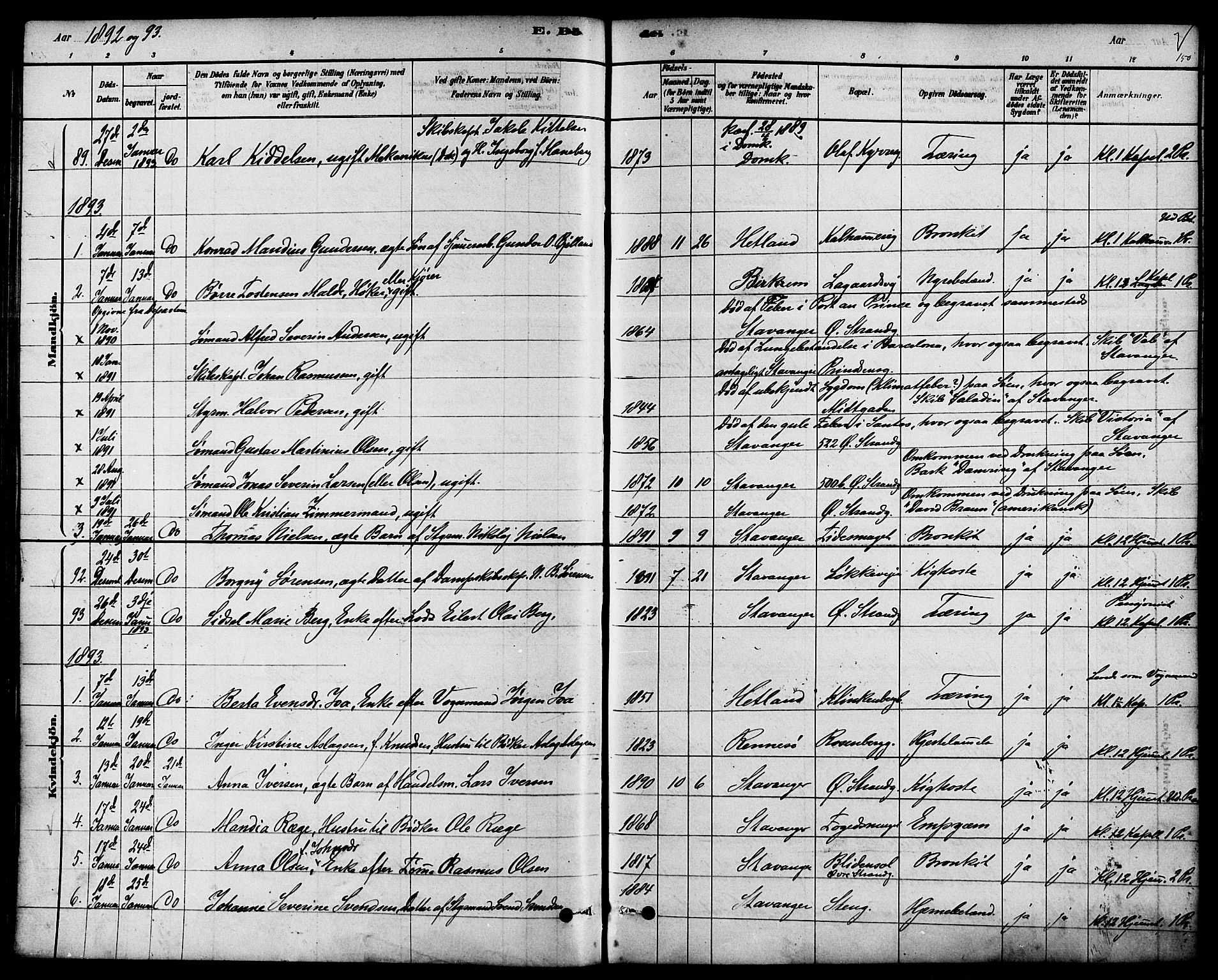 Domkirken sokneprestkontor, SAST/A-101812/001/30/30BA/L0027: Parish register (official) no. A 26, 1878-1896, p. 150