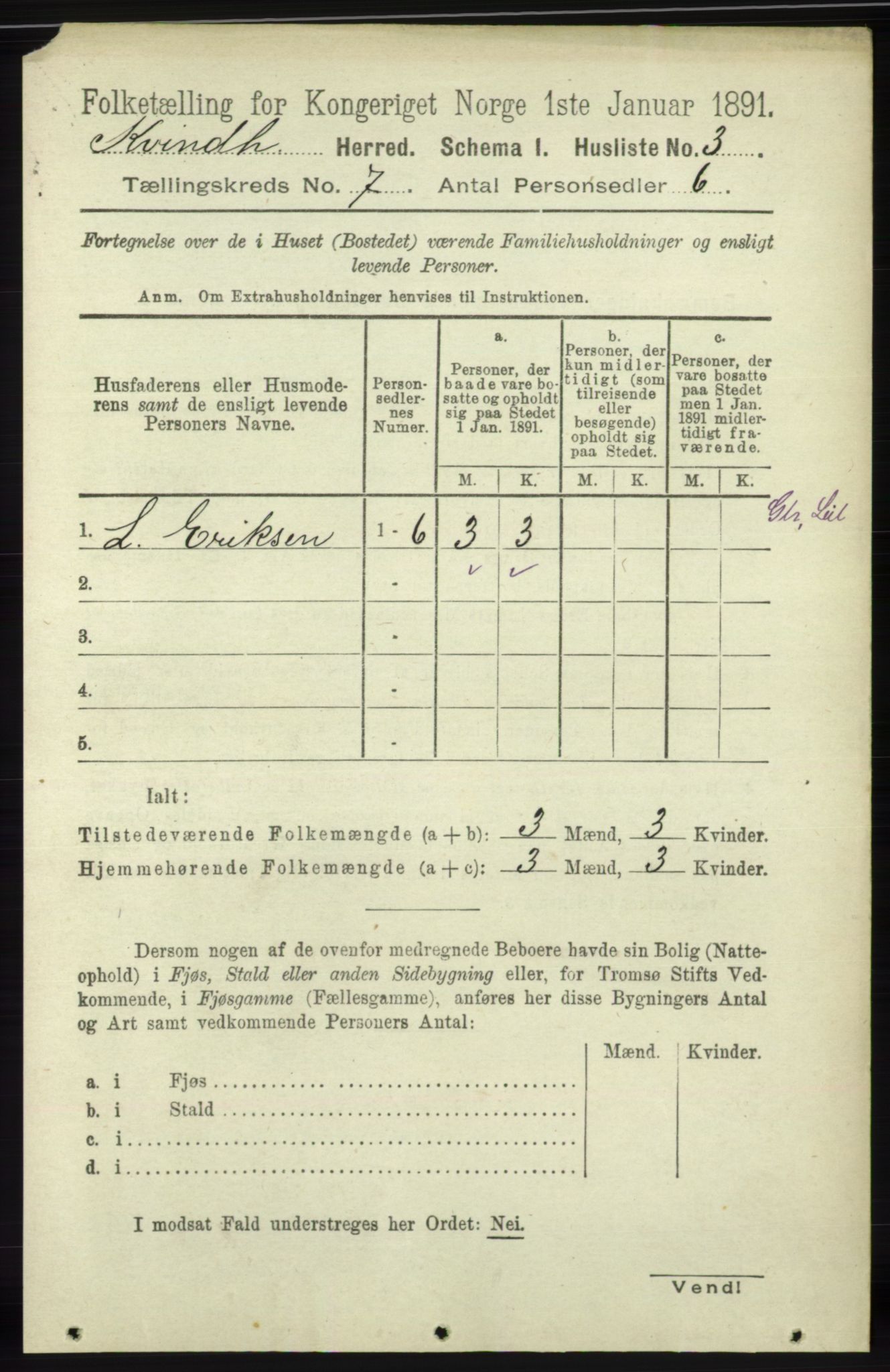 RA, 1891 census for 1224 Kvinnherad, 1891, p. 2378