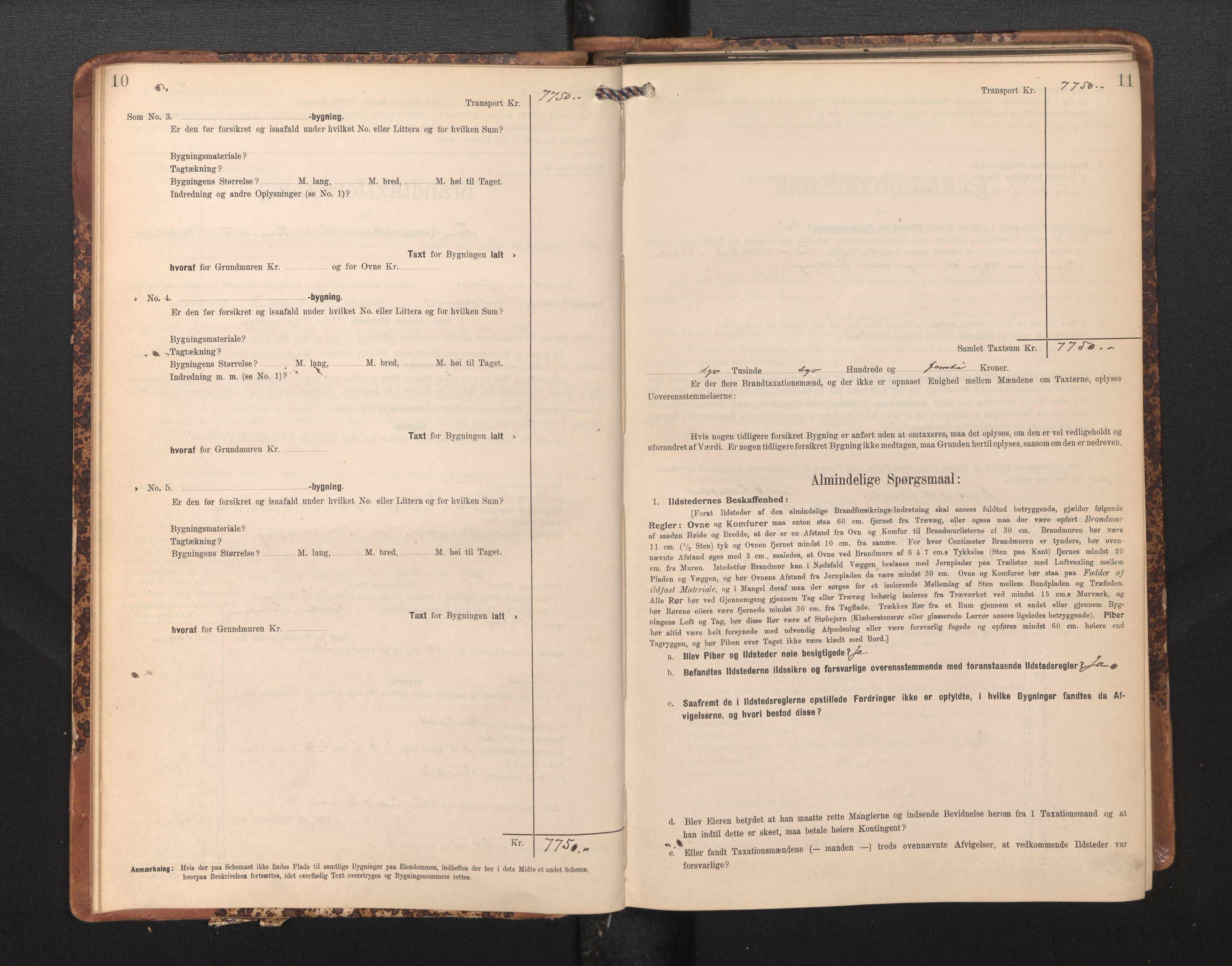 Lensmannen i Fana, AV/SAB-A-31801/0012/L0018: Branntakstprotokoll skjematakst, 1907-1910, p. 10-11