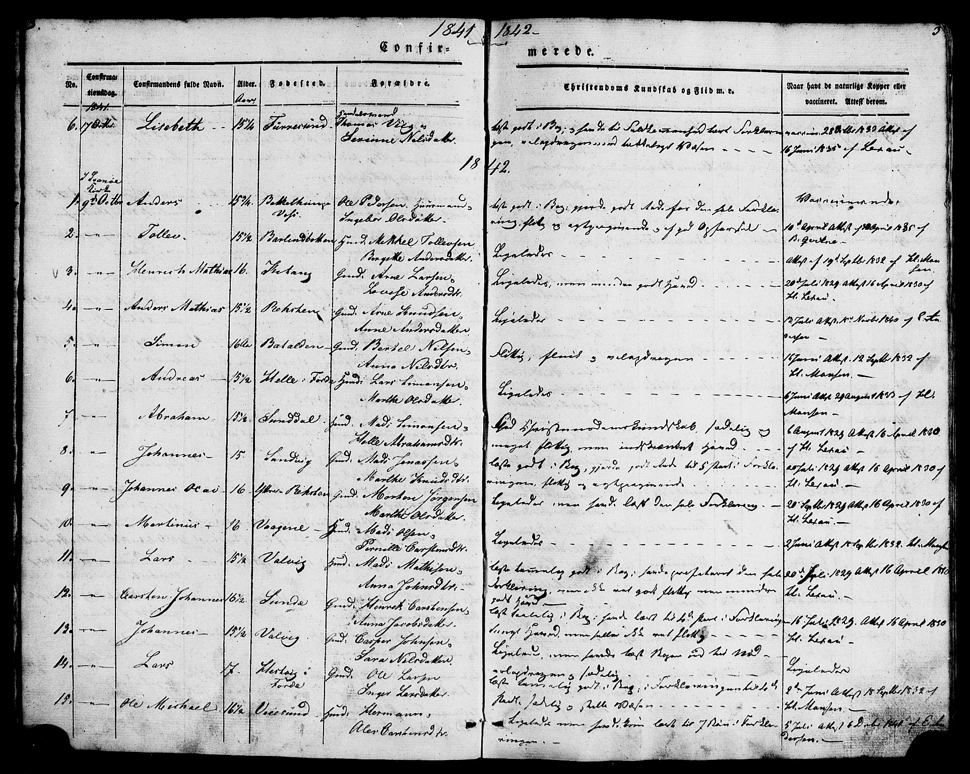 Kinn sokneprestembete, AV/SAB-A-80801/H/Haa/Haaa/L0007: Parish register (official) no. A 7, 1841-1858, p. 3