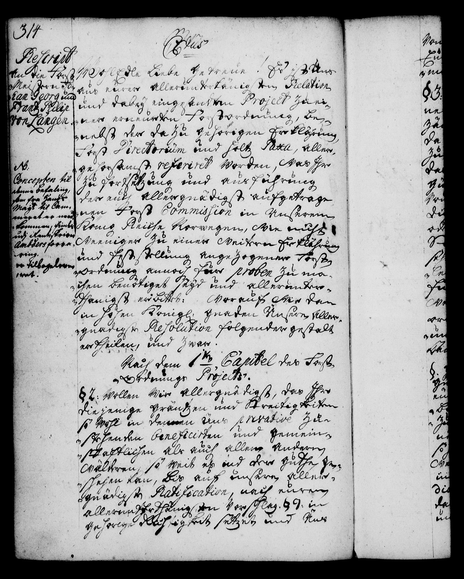 Rentekammeret, Kammerkanselliet, RA/EA-3111/G/Gg/Gga/L0004: Norsk ekspedisjonsprotokoll med register (merket RK 53.4), 1734-1741, p. 314