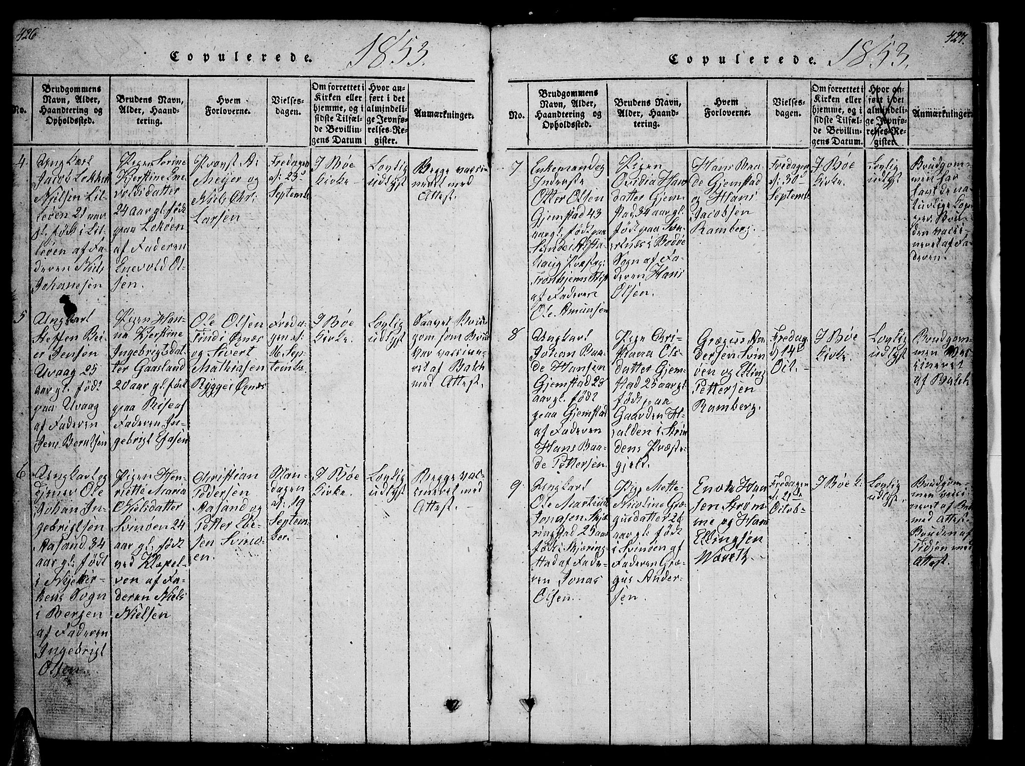 Ministerialprotokoller, klokkerbøker og fødselsregistre - Nordland, SAT/A-1459/891/L1312: Parish register (copy) no. 891C01, 1820-1856, p. 426-427
