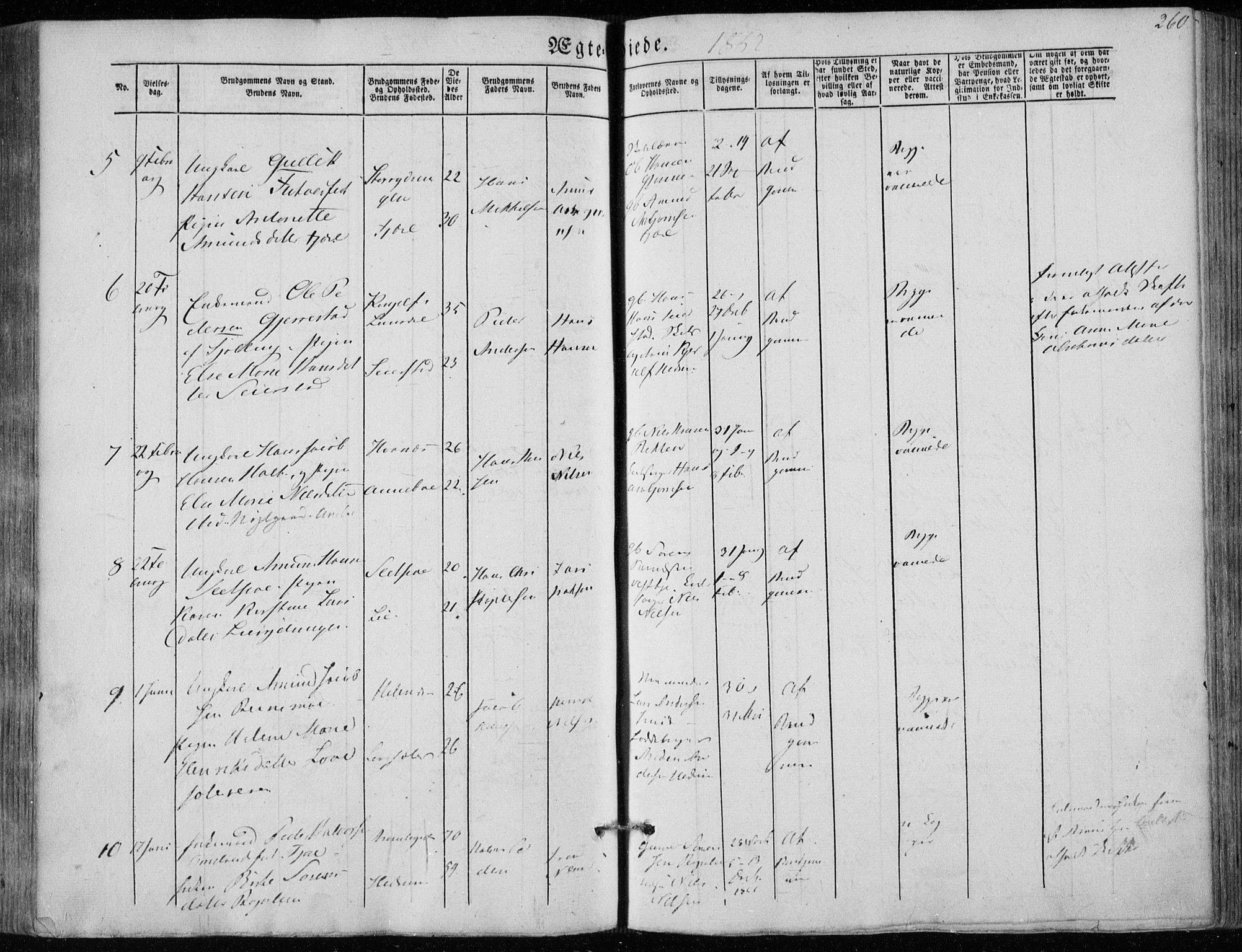 Hedrum kirkebøker, AV/SAKO-A-344/F/Fa/L0006: Parish register (official) no. I 6, 1849-1857, p. 260