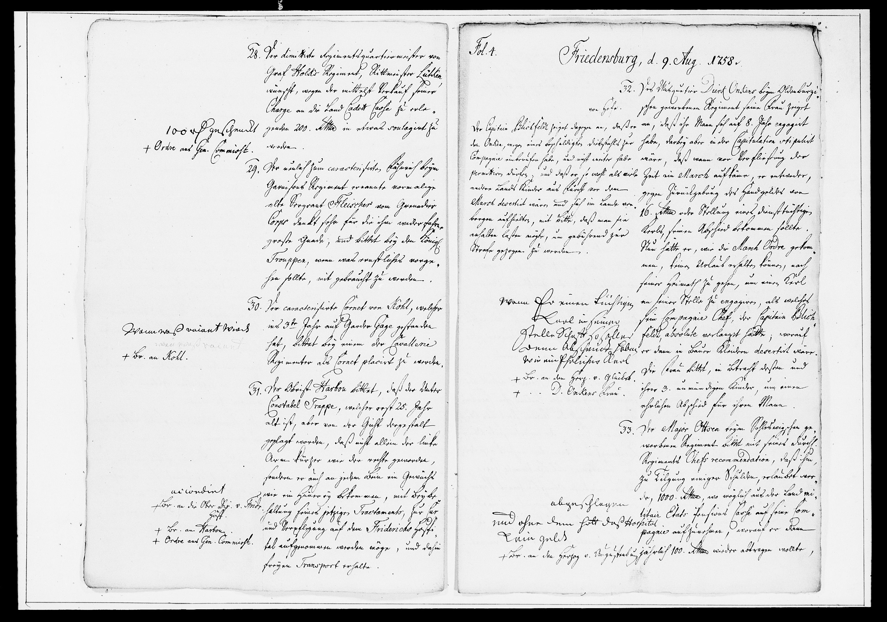Krigskollegiet, Krigskancelliet, DRA/A-0006/-/1297-1314: Refererede sager, 1758, p. 415