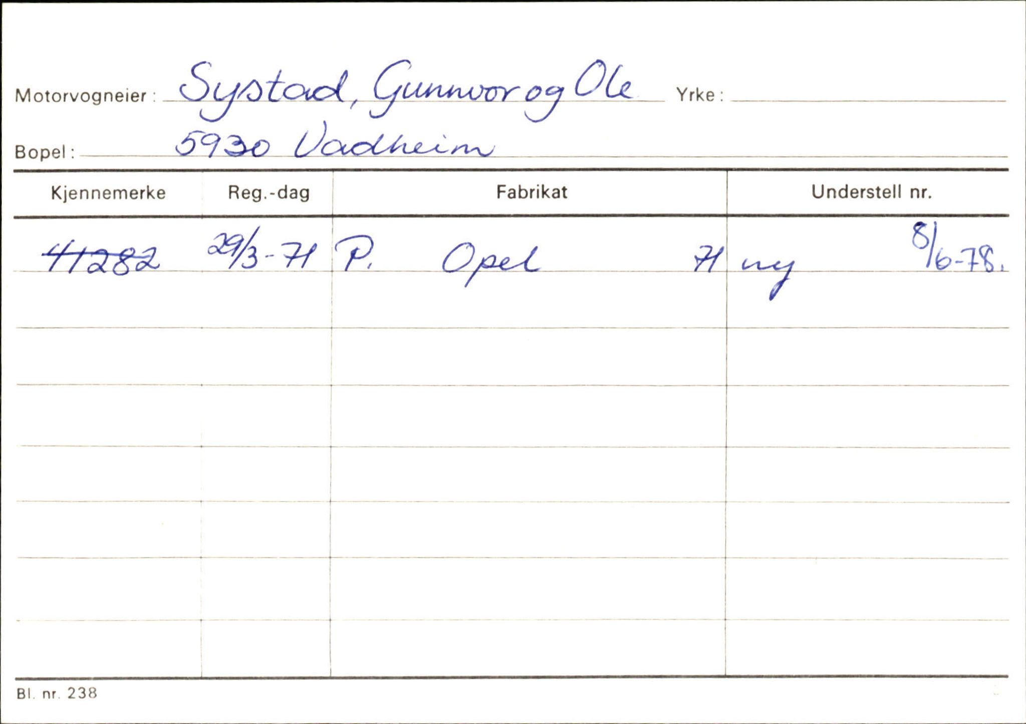 Statens vegvesen, Sogn og Fjordane vegkontor, SAB/A-5301/4/F/L0131: Eigarregister Høyanger P-Å. Stryn S-Å, 1945-1975, p. 479