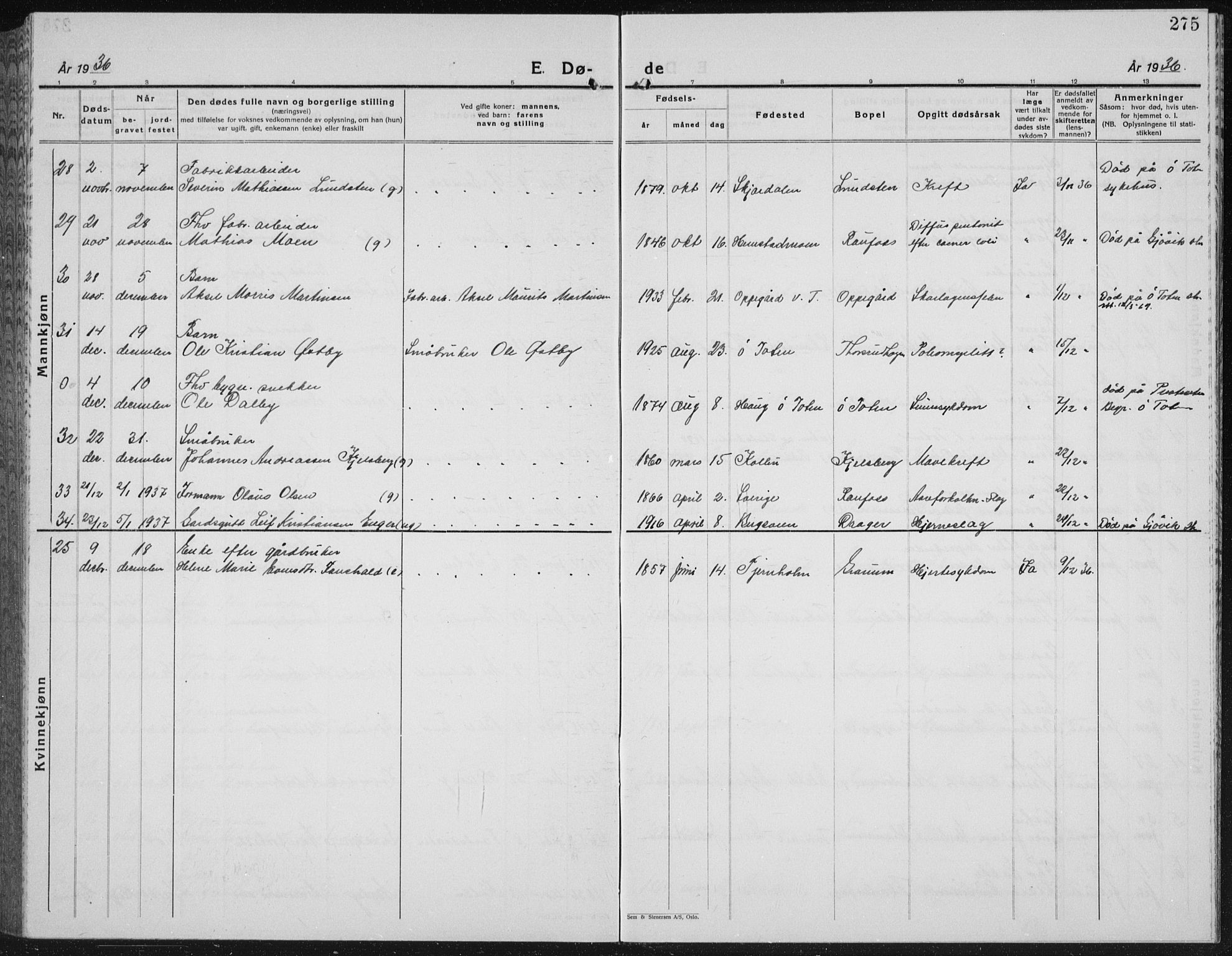 Vestre Toten prestekontor, SAH/PREST-108/H/Ha/Hab/L0018: Parish register (copy) no. 18, 1928-1941, p. 275