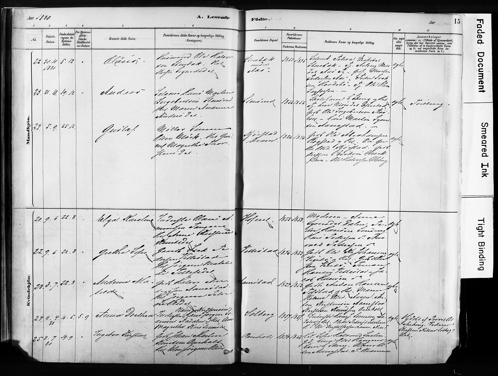 Sandsvær kirkebøker, SAKO/A-244/F/Fb/L0001: Parish register (official) no. II 1, 1878-1906, p. 15