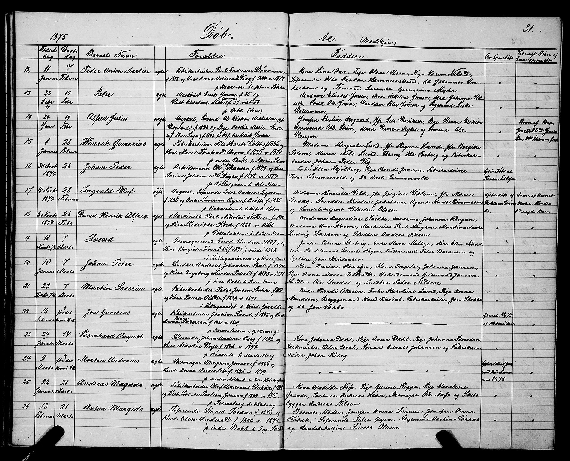 Ministerialprotokoller, klokkerbøker og fødselsregistre - Sør-Trøndelag, SAT/A-1456/604/L0220: Parish register (copy) no. 604C03, 1870-1885, p. 31