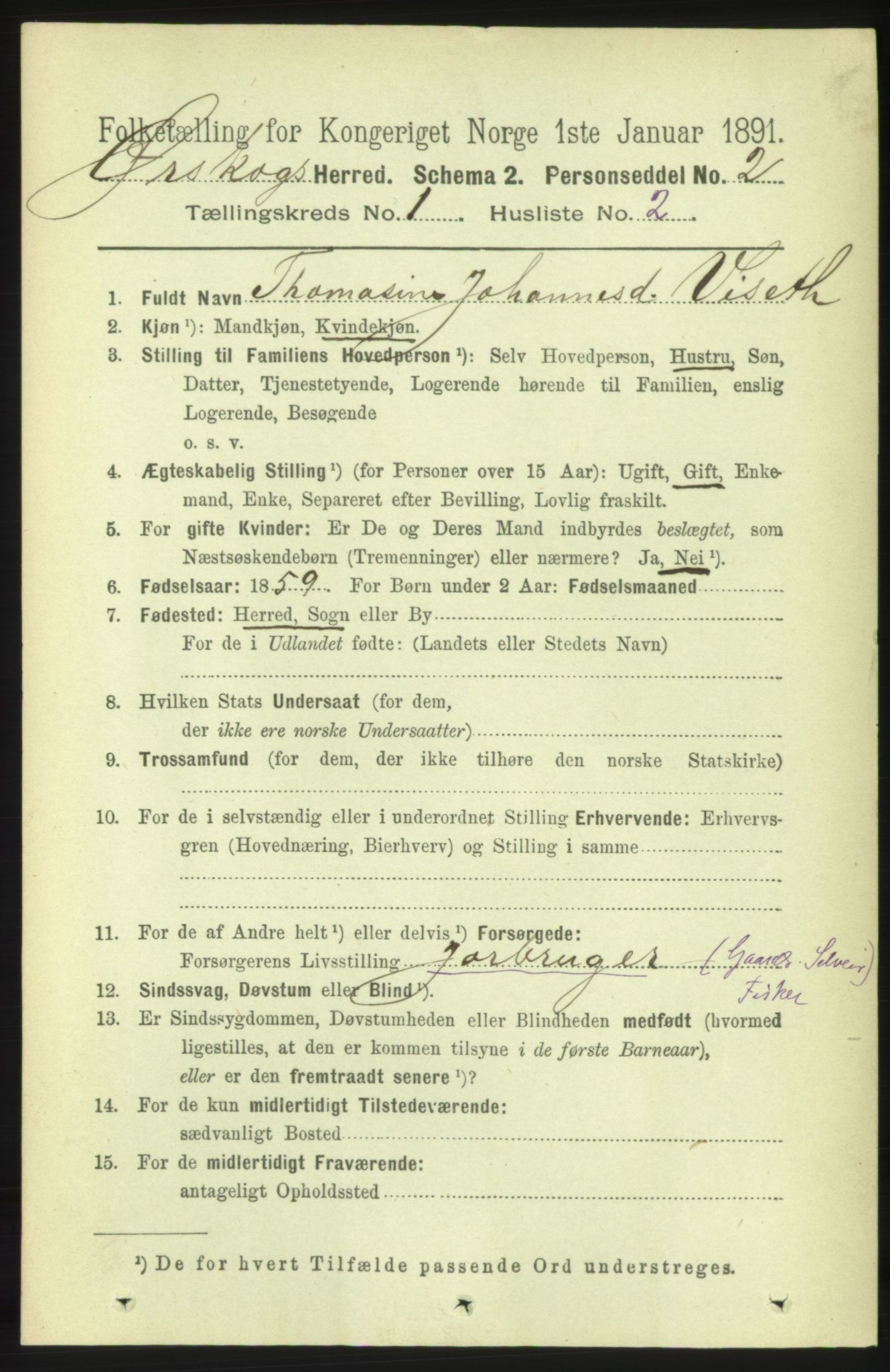 RA, 1891 census for 1527 Ørskog, 1891, p. 98