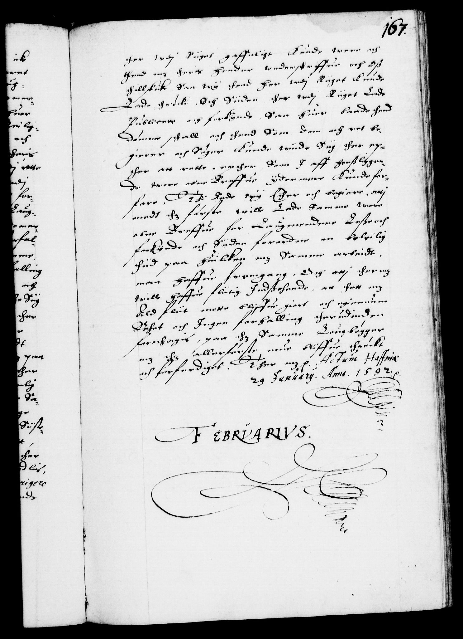 Danske Kanselli 1572-1799, AV/RA-EA-3023/F/Fc/Fca/Fcab/L0002: Norske tegnelser (mikrofilm), 1588-1596, p. 167a