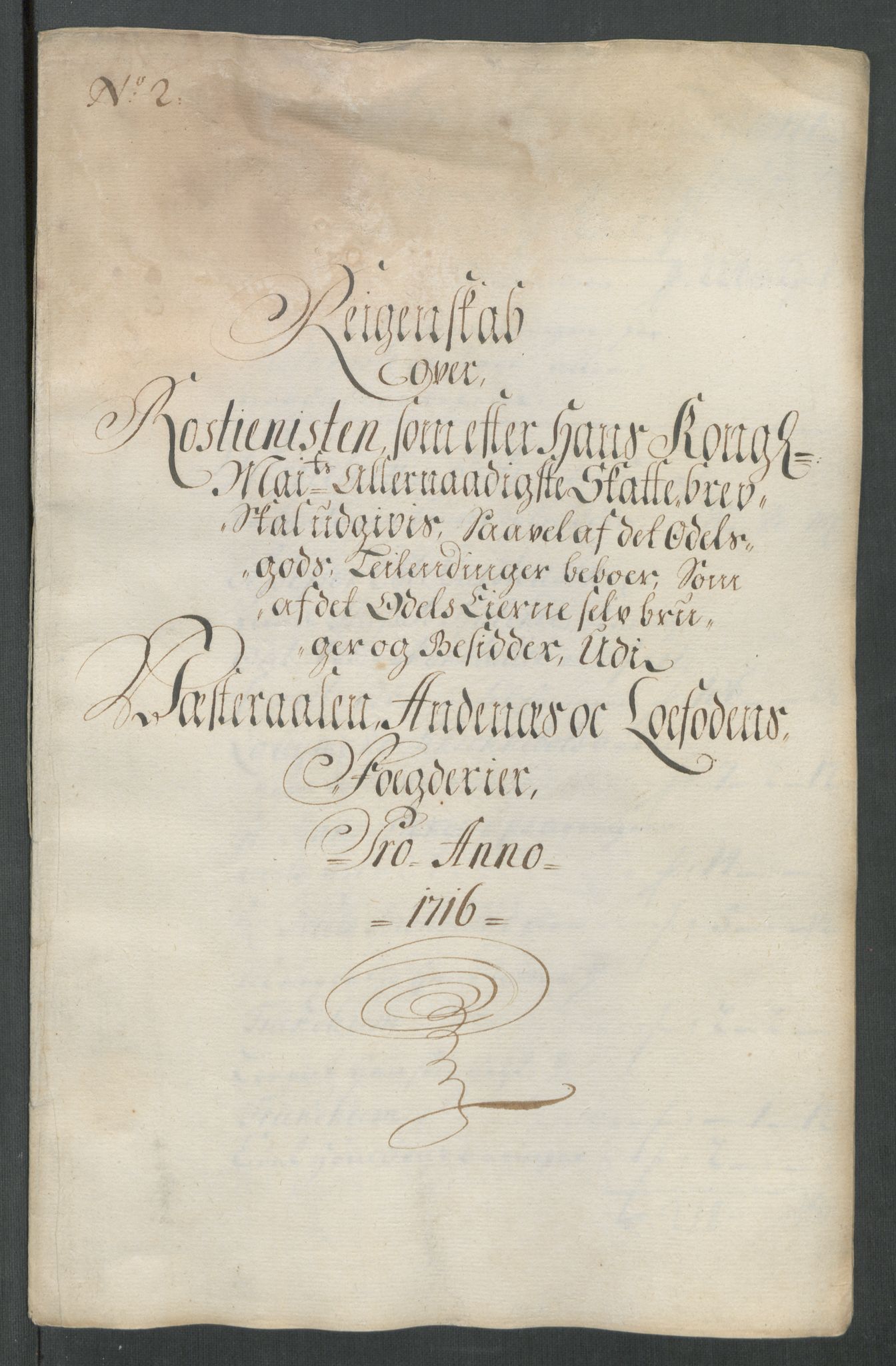 Rentekammeret inntil 1814, Reviderte regnskaper, Fogderegnskap, RA/EA-4092/R67/L4682: Fogderegnskap Vesterålen, Andenes og Lofoten, 1716, p. 64
