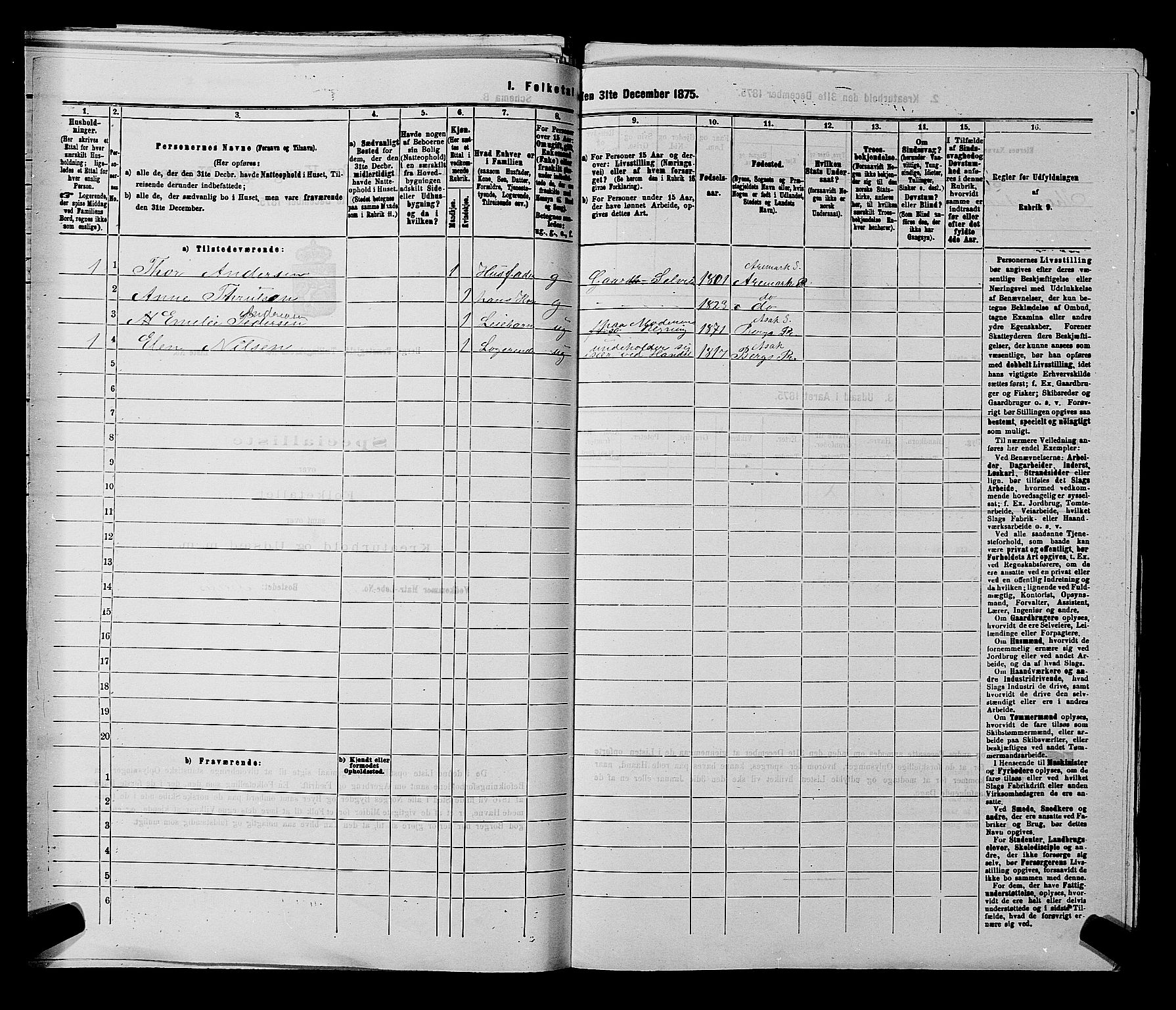 RA, 1875 census for 0116P Berg, 1875, p. 1156