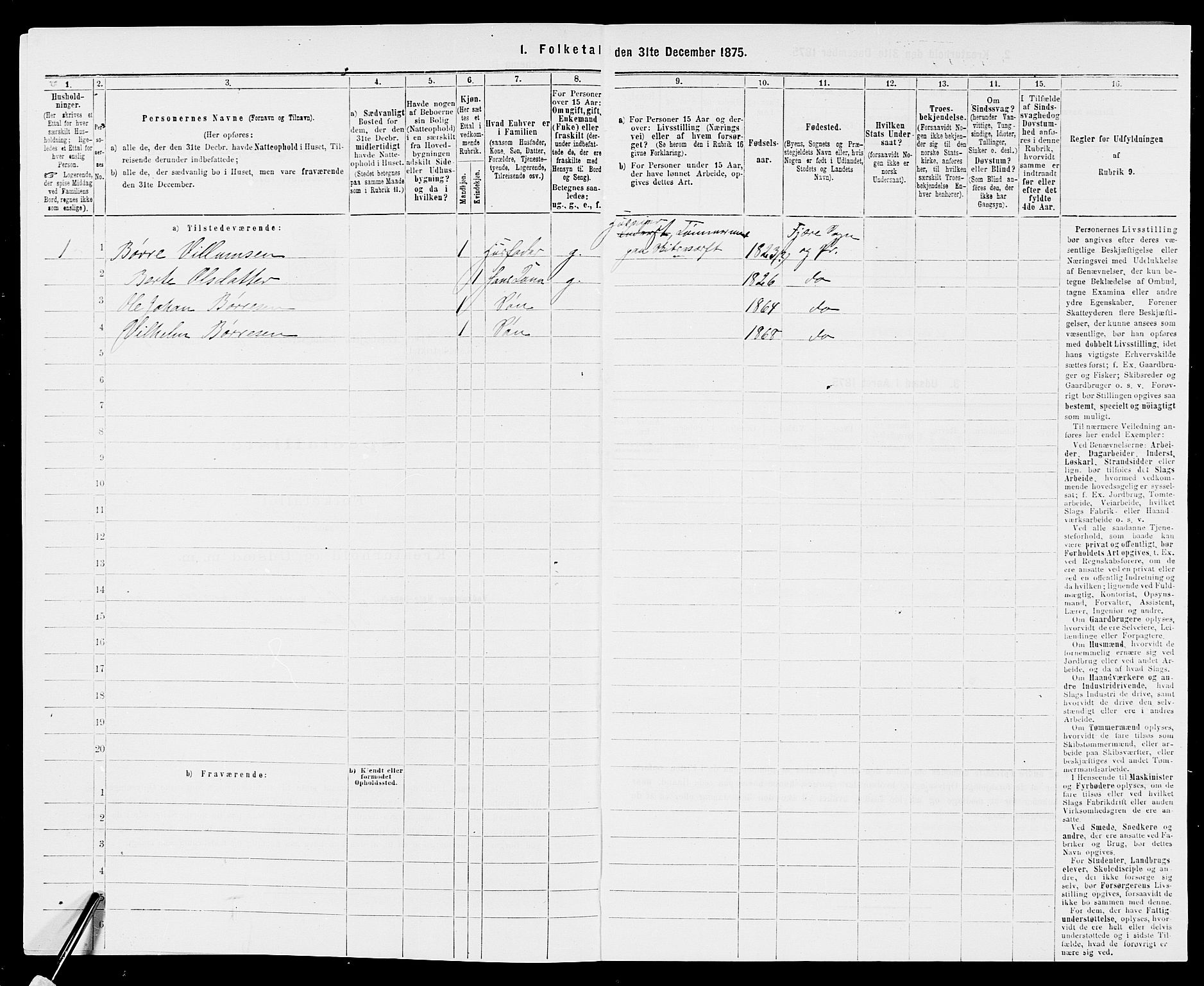 SAK, 1875 census for 0923L Fjære/Fjære, 1875, p. 1391