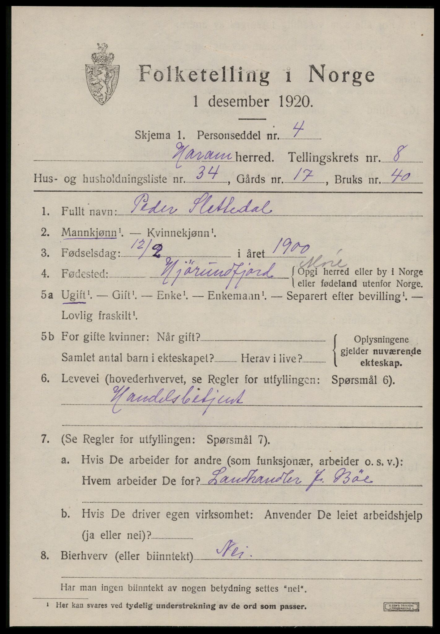 SAT, 1920 census for Haram, 1920, p. 5041