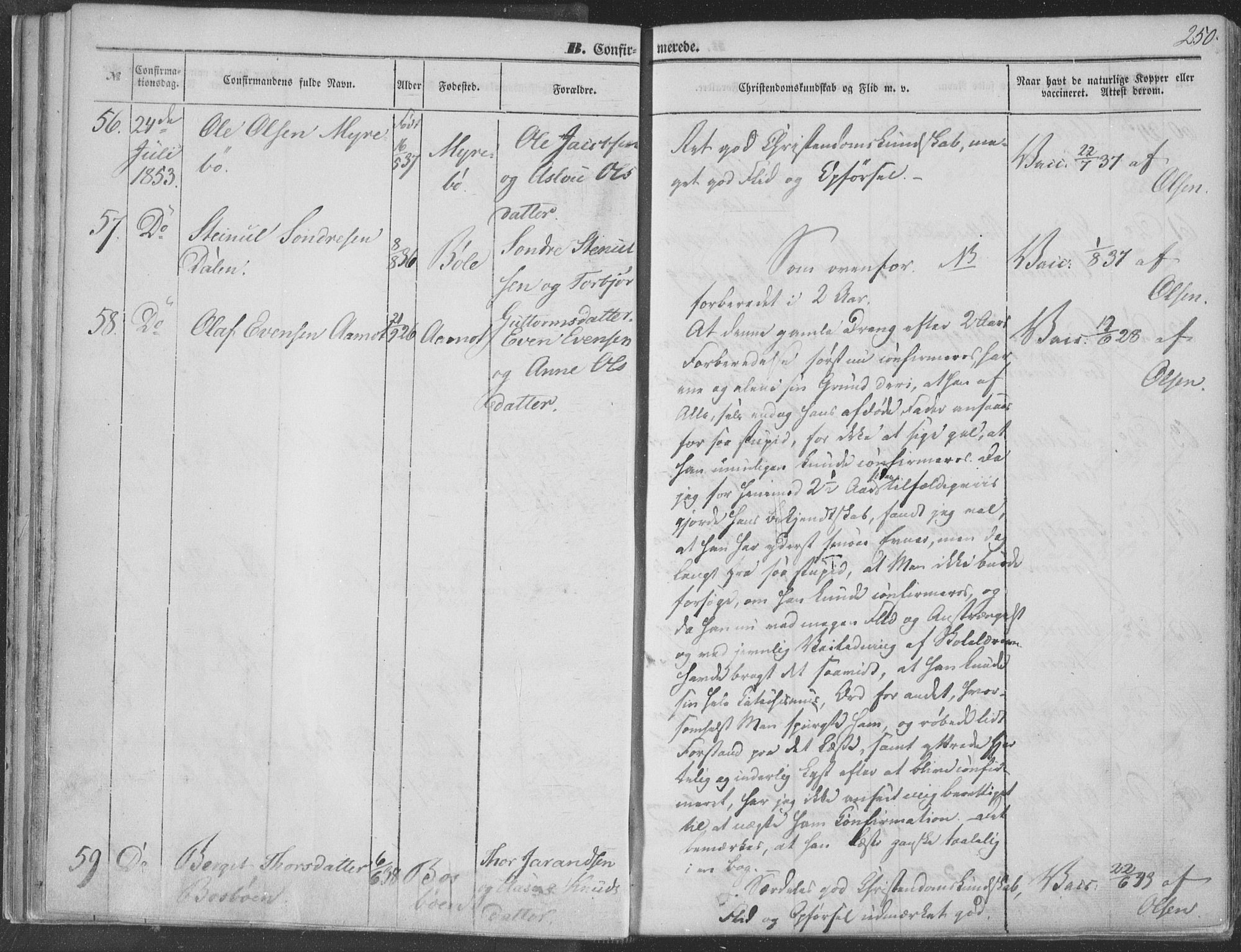 Seljord kirkebøker, AV/SAKO-A-20/F/Fa/L012b: Parish register (official) no. I 12B, 1850-1865, p. 250