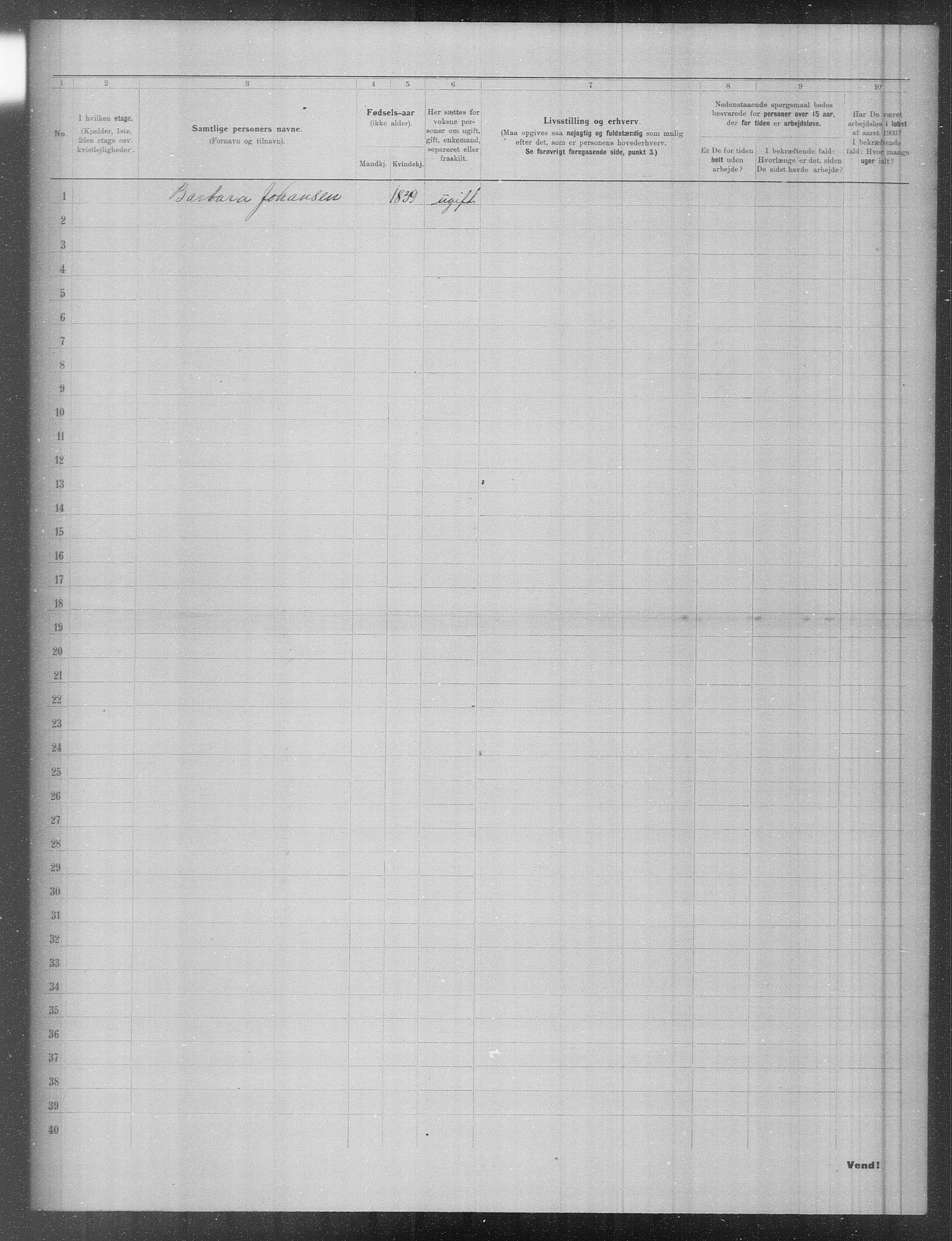 OBA, Municipal Census 1903 for Kristiania, 1903, p. 1239