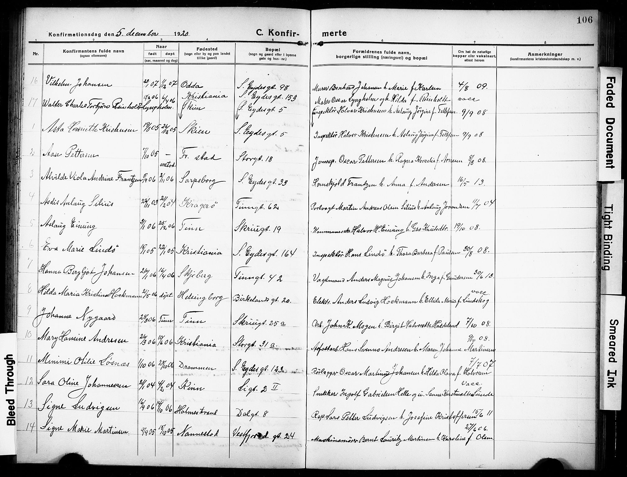 Rjukan kirkebøker, SAKO/A-294/G/Ga/L0003: Parish register (copy) no. 3, 1920-1928, p. 106