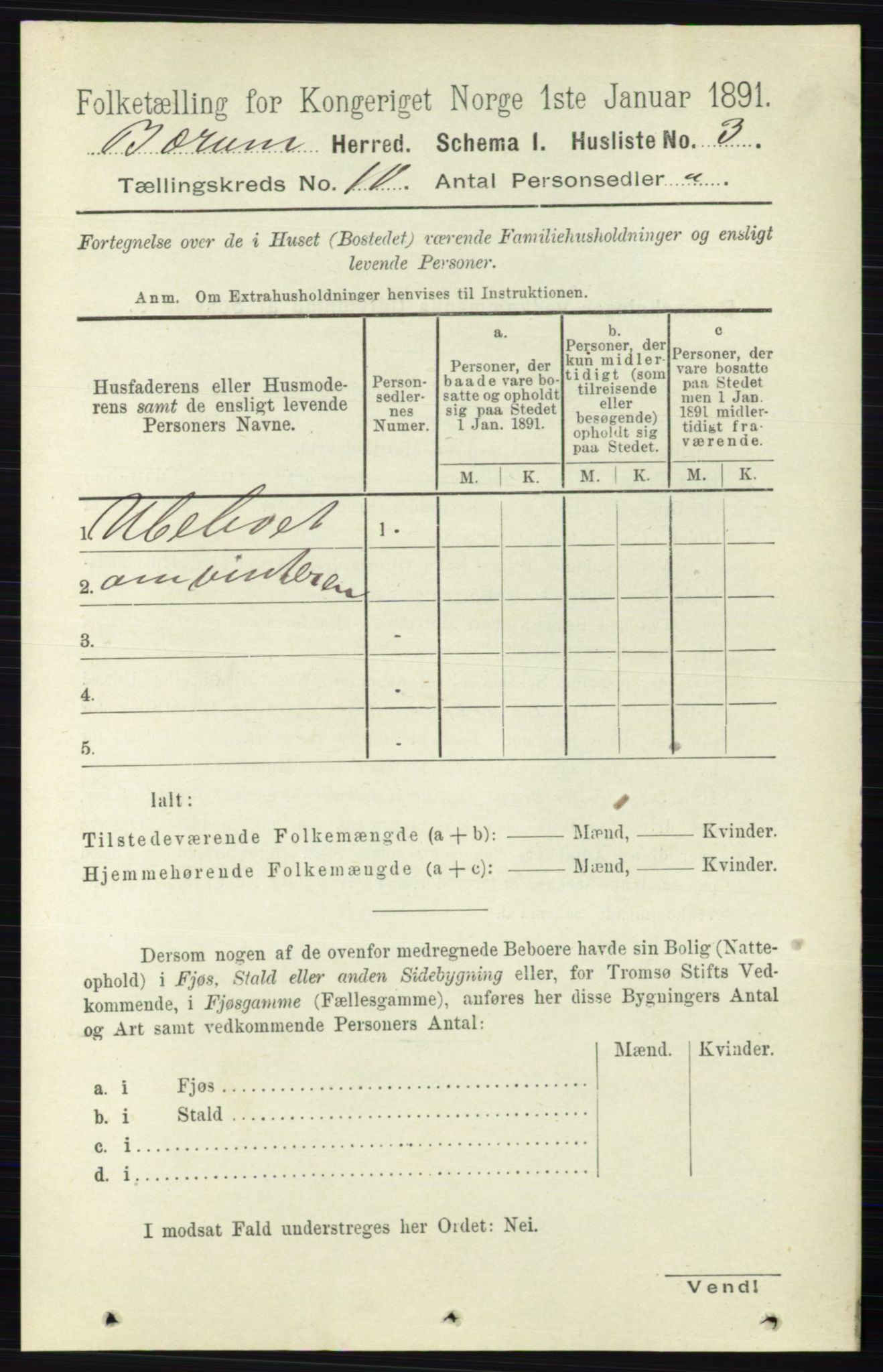 RA, 1891 census for 0219 Bærum, 1891, p. 6291