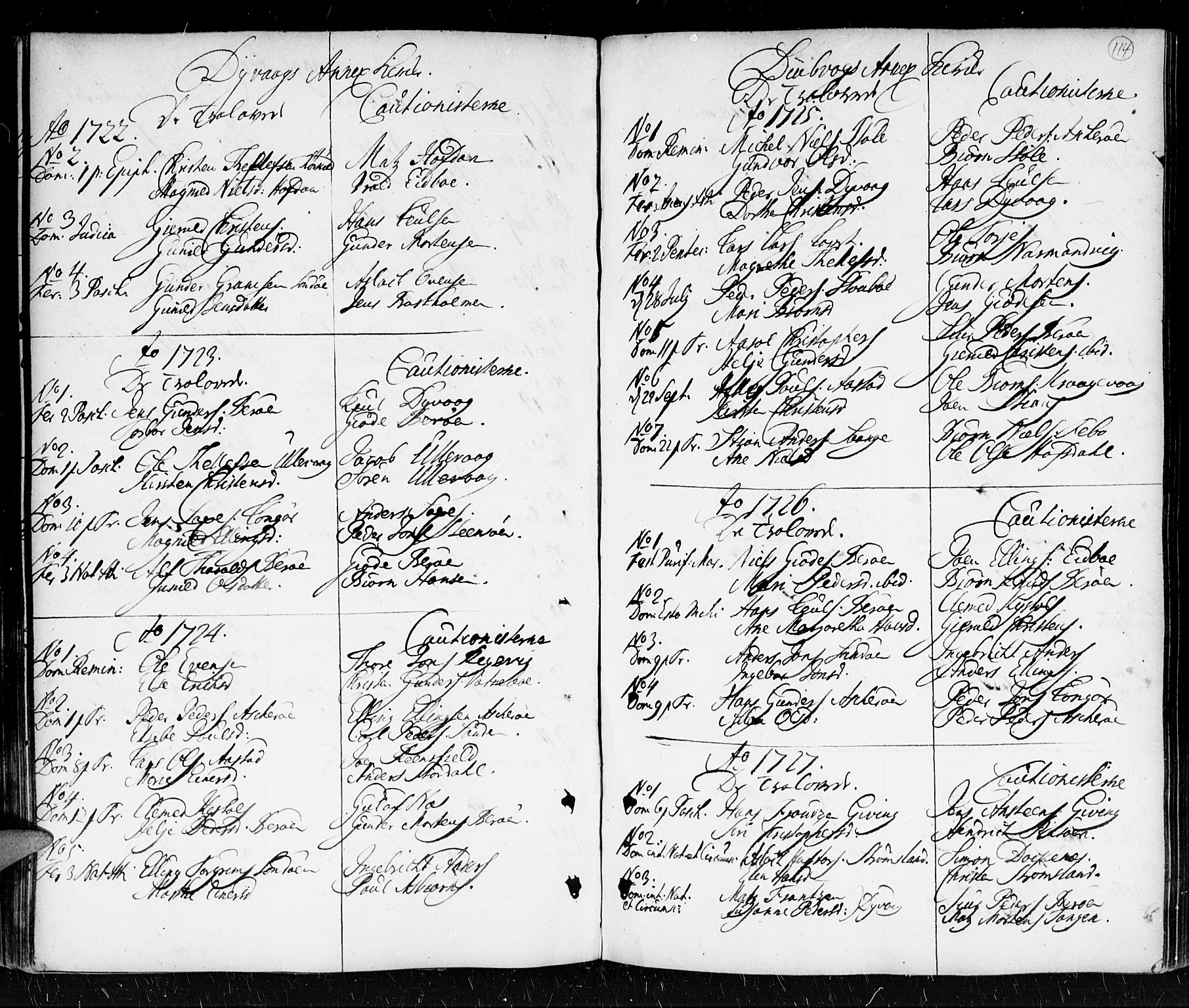 Holt sokneprestkontor, AV/SAK-1111-0021/F/Fa/L0001: Parish register (official) no. A 1 /3, 1721-1812, p. 114