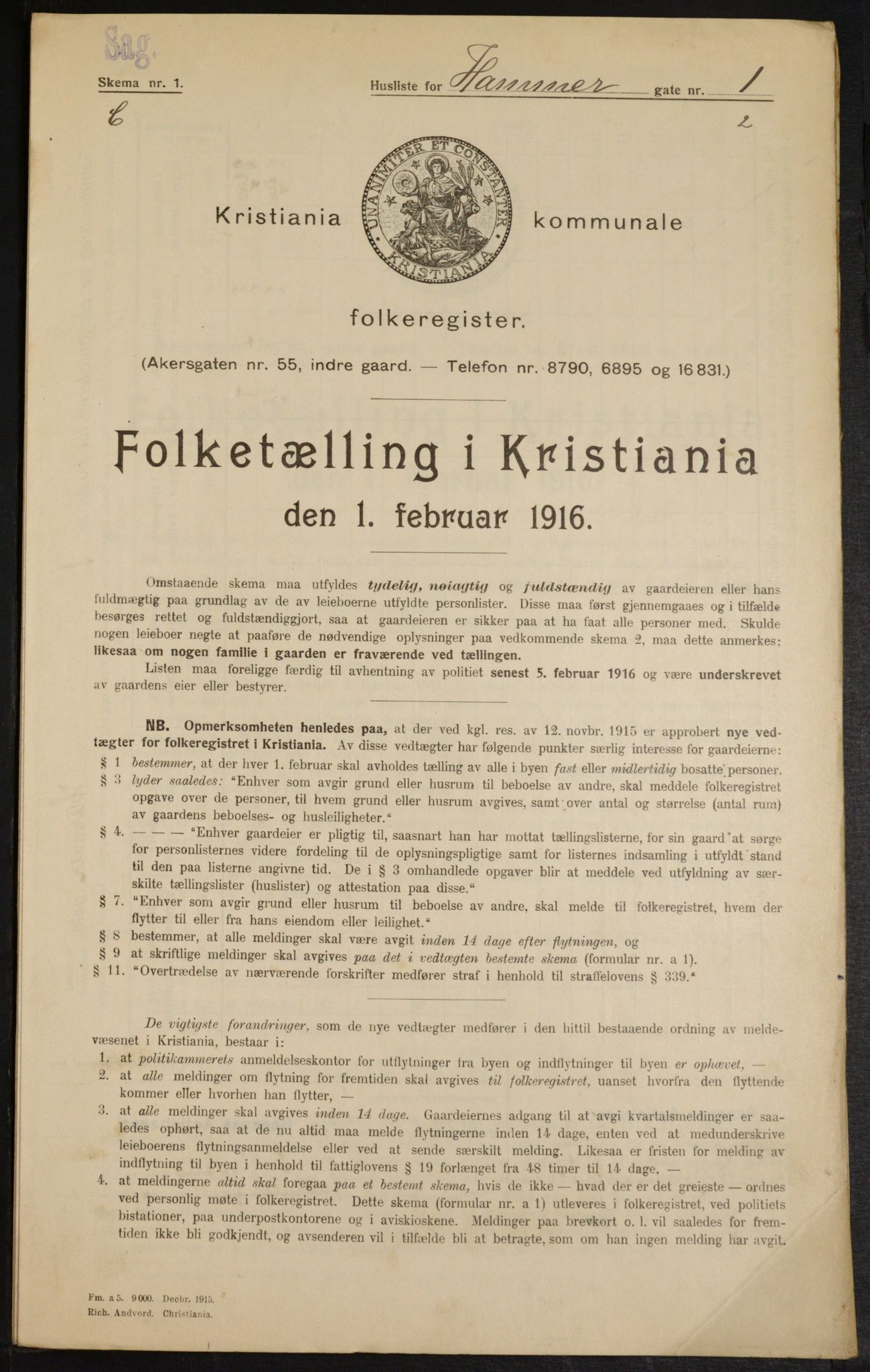 OBA, Municipal Census 1916 for Kristiania, 1916, p. 34919