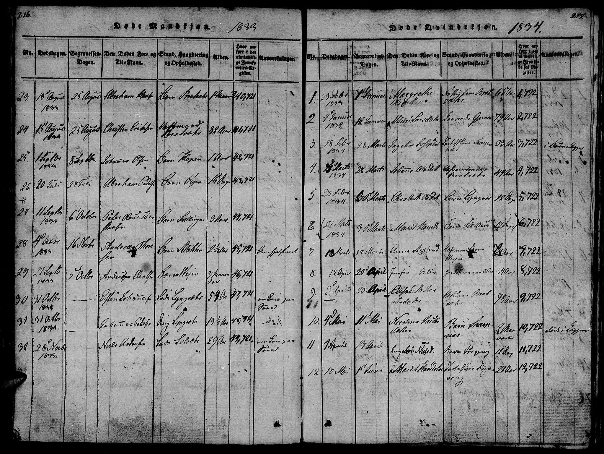 Ministerialprotokoller, klokkerbøker og fødselsregistre - Møre og Romsdal, AV/SAT-A-1454/581/L0933: Parish register (official) no. 581A03 /1, 1819-1836, p. 216-217