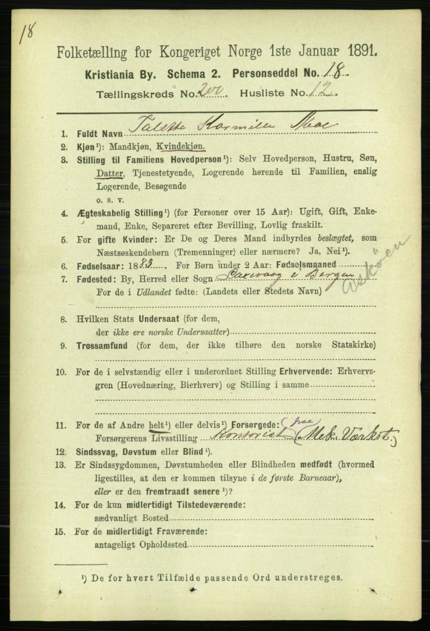 RA, 1891 census for 0301 Kristiania, 1891, p. 120471