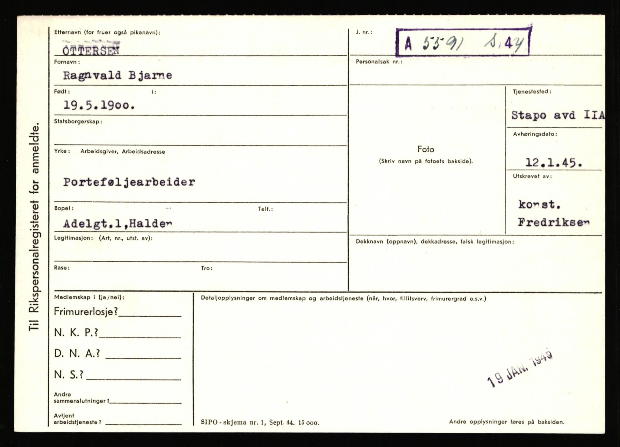 Statspolitiet - Hovedkontoret / Osloavdelingen, AV/RA-S-1329/C/Ca/L0012: Oanæs - Quistgaard	, 1943-1945, p. 2719