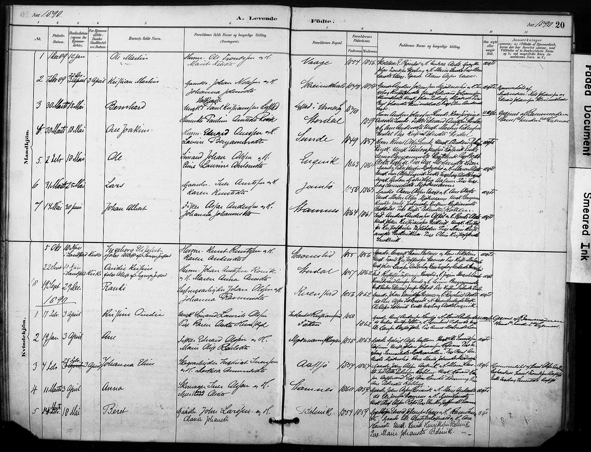 Ministerialprotokoller, klokkerbøker og fødselsregistre - Sør-Trøndelag, SAT/A-1456/633/L0518: Parish register (official) no. 633A01, 1884-1906, p. 20