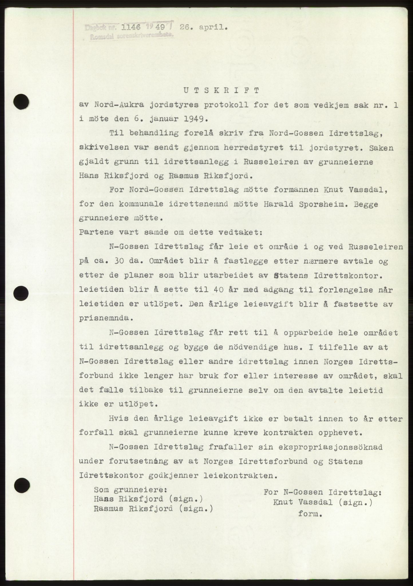 Romsdal sorenskriveri, AV/SAT-A-4149/1/2/2C: Mortgage book no. B4, 1948-1949, Diary no: : 1146/1949