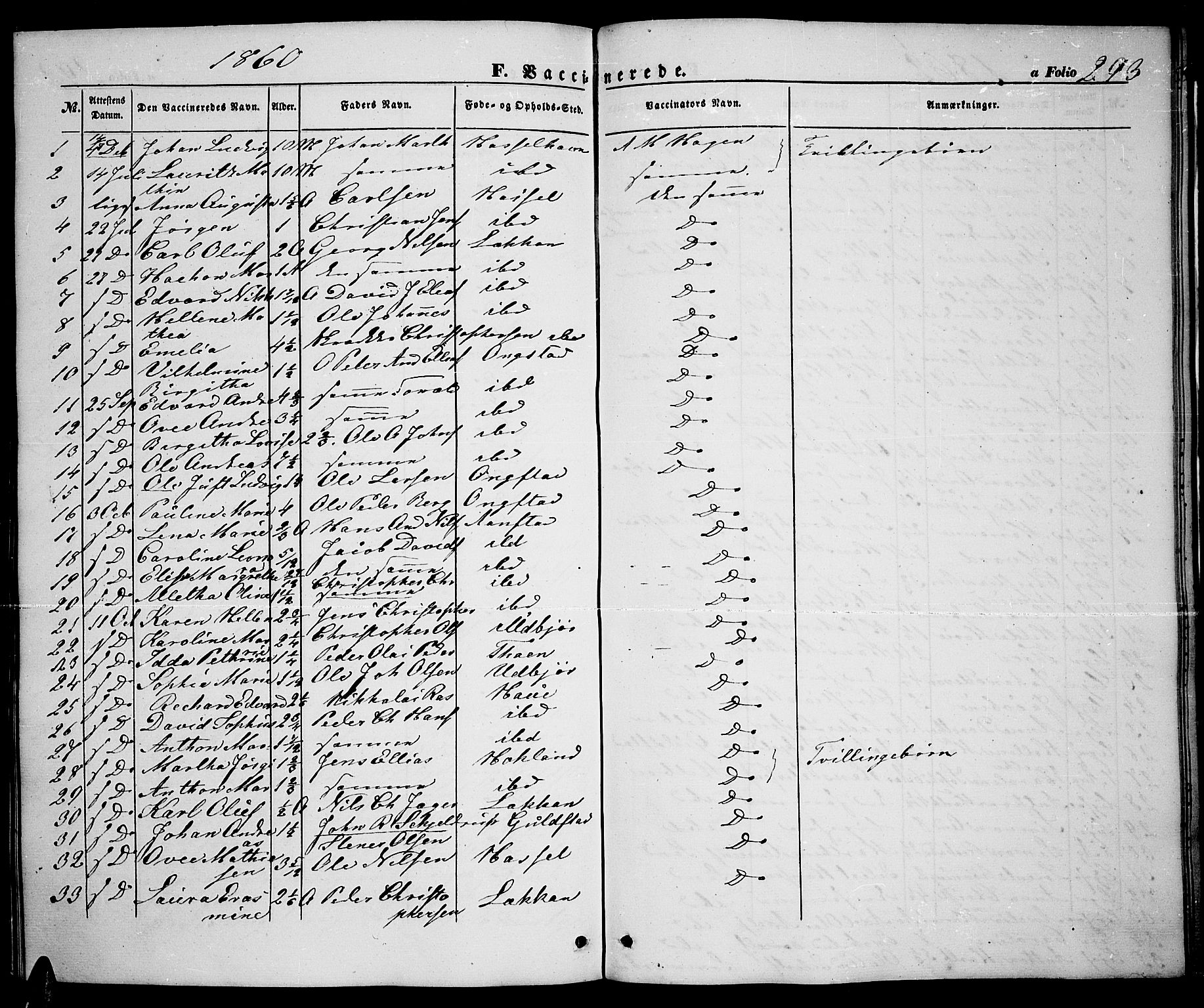 Ministerialprotokoller, klokkerbøker og fødselsregistre - Nordland, AV/SAT-A-1459/888/L1265: Parish register (copy) no. 888C03, 1850-1863, p. 293