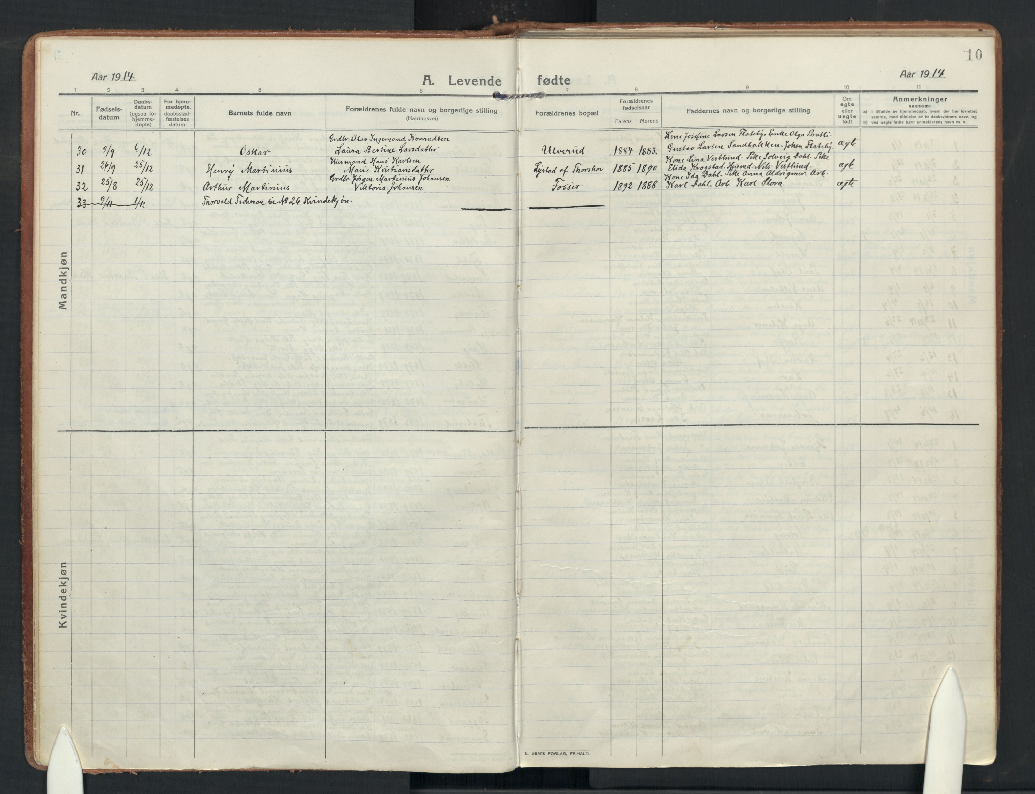 Enebakk prestekontor Kirkebøker, SAO/A-10171c/F/Fa/L0019: Parish register (official) no. I 19, 1912-1935, p. 10