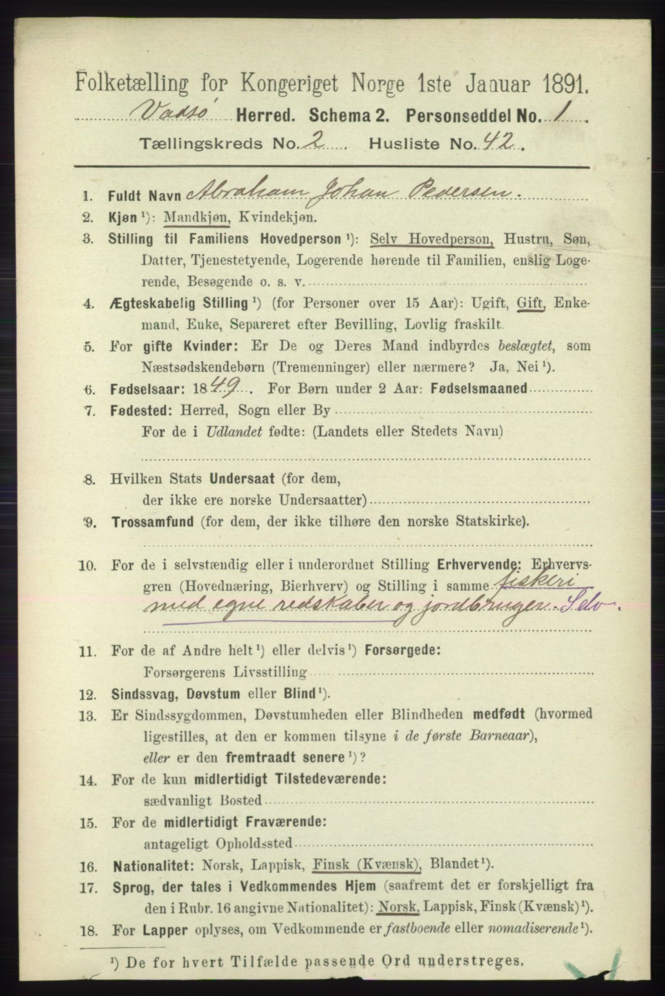 RA, 1891 census for 2029 Vadsø, 1891, p. 723