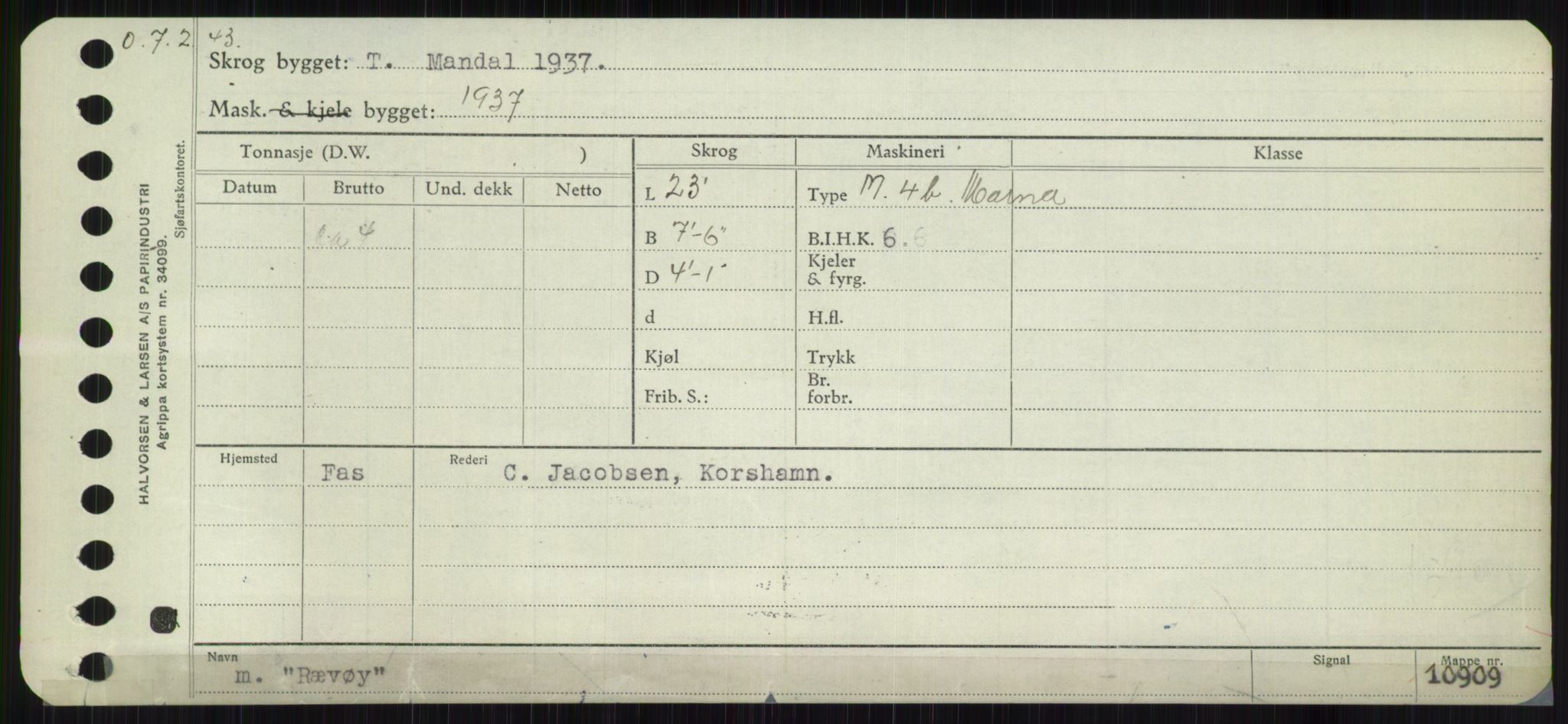 Sjøfartsdirektoratet med forløpere, Skipsmålingen, RA/S-1627/H/Ha/L0004/0002: Fartøy, Mas-R / Fartøy, Odin-R, p. 953