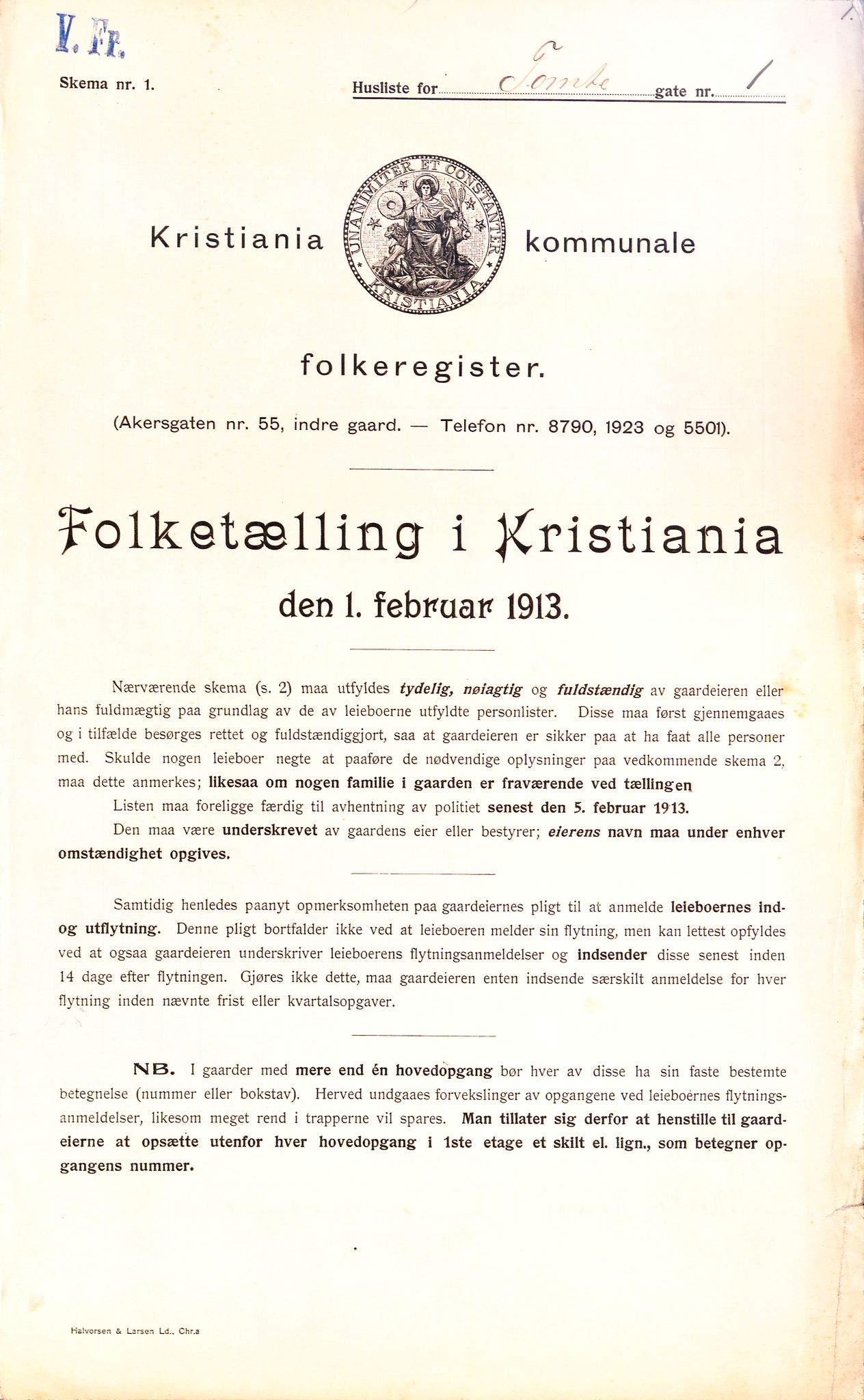 OBA, Municipal Census 1913 for Kristiania, 1913, p. 113419