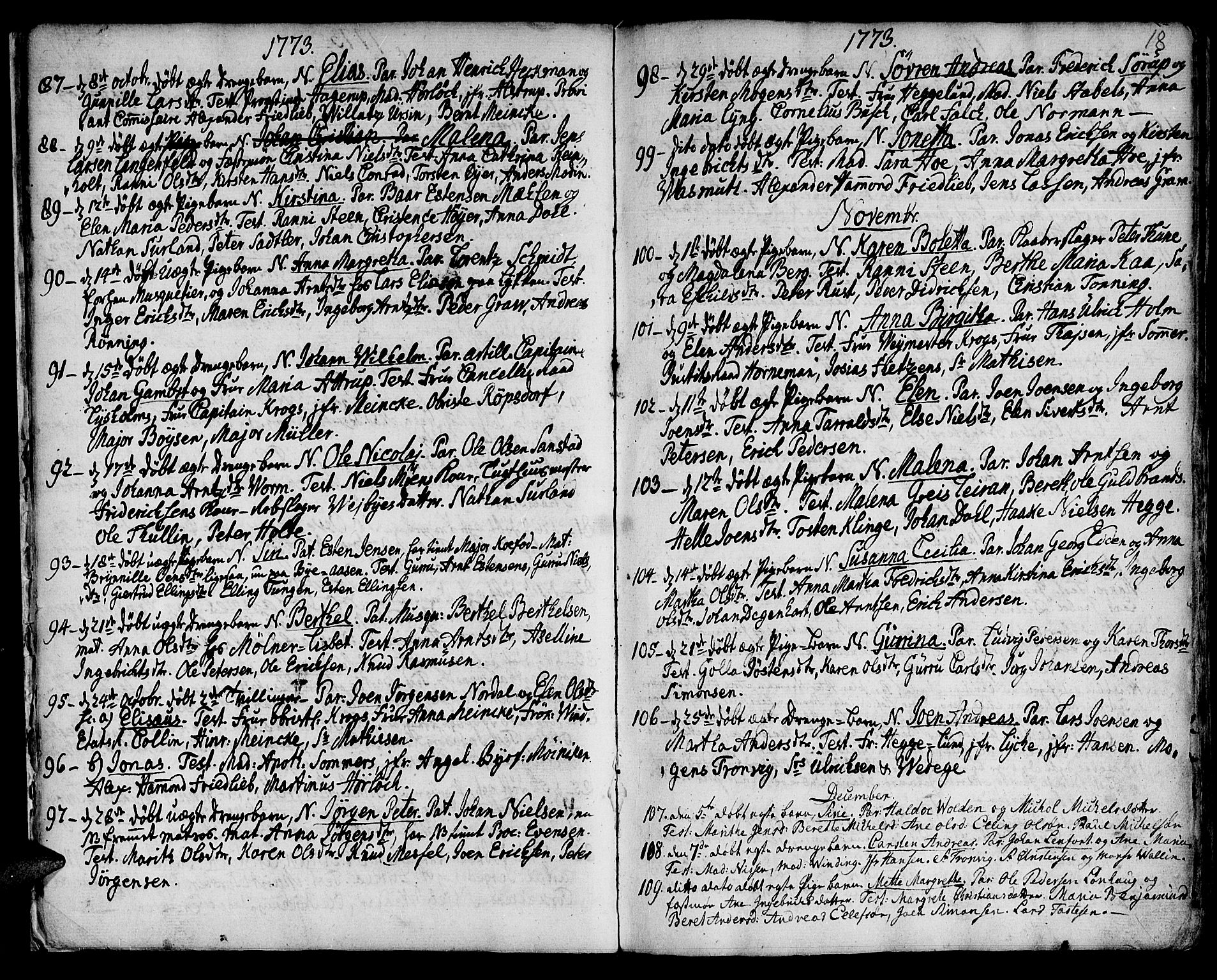 Ministerialprotokoller, klokkerbøker og fødselsregistre - Sør-Trøndelag, SAT/A-1456/601/L0039: Parish register (official) no. 601A07, 1770-1819, p. 18
