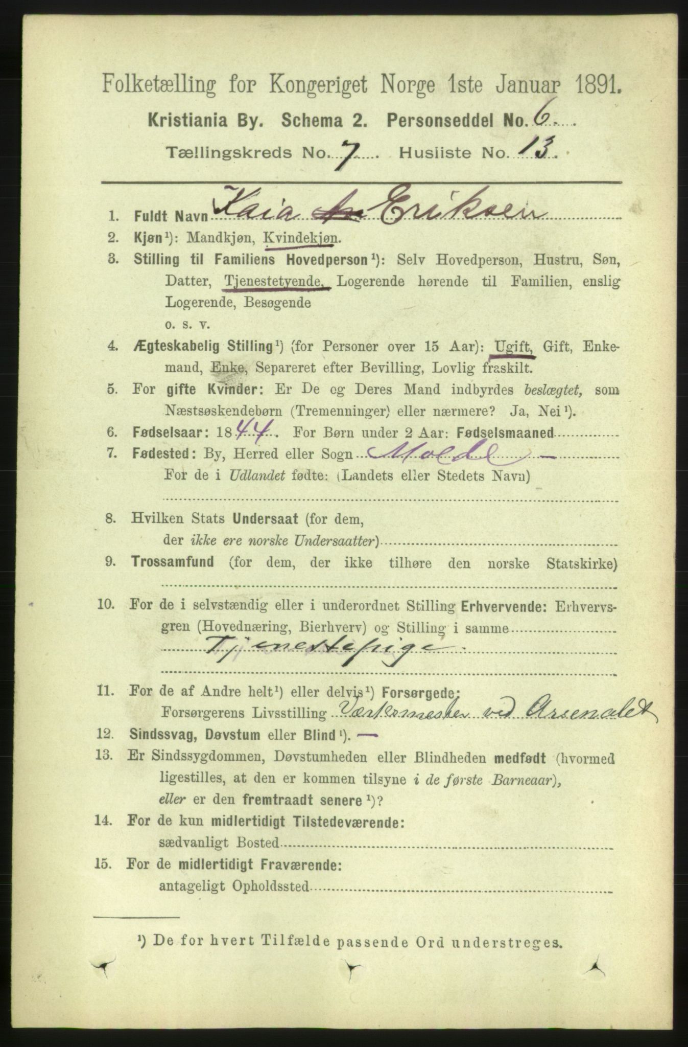 RA, 1891 census for 0301 Kristiania, 1891, p. 2919