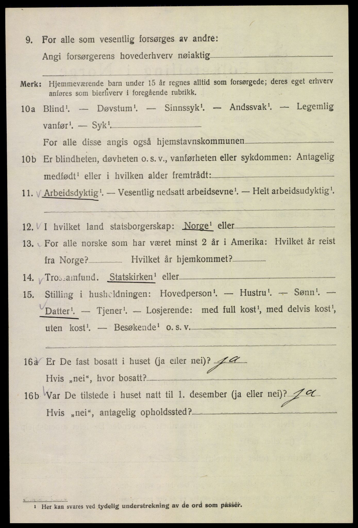 SAK, 1920 census for Vestre Moland, 1920, p. 3564