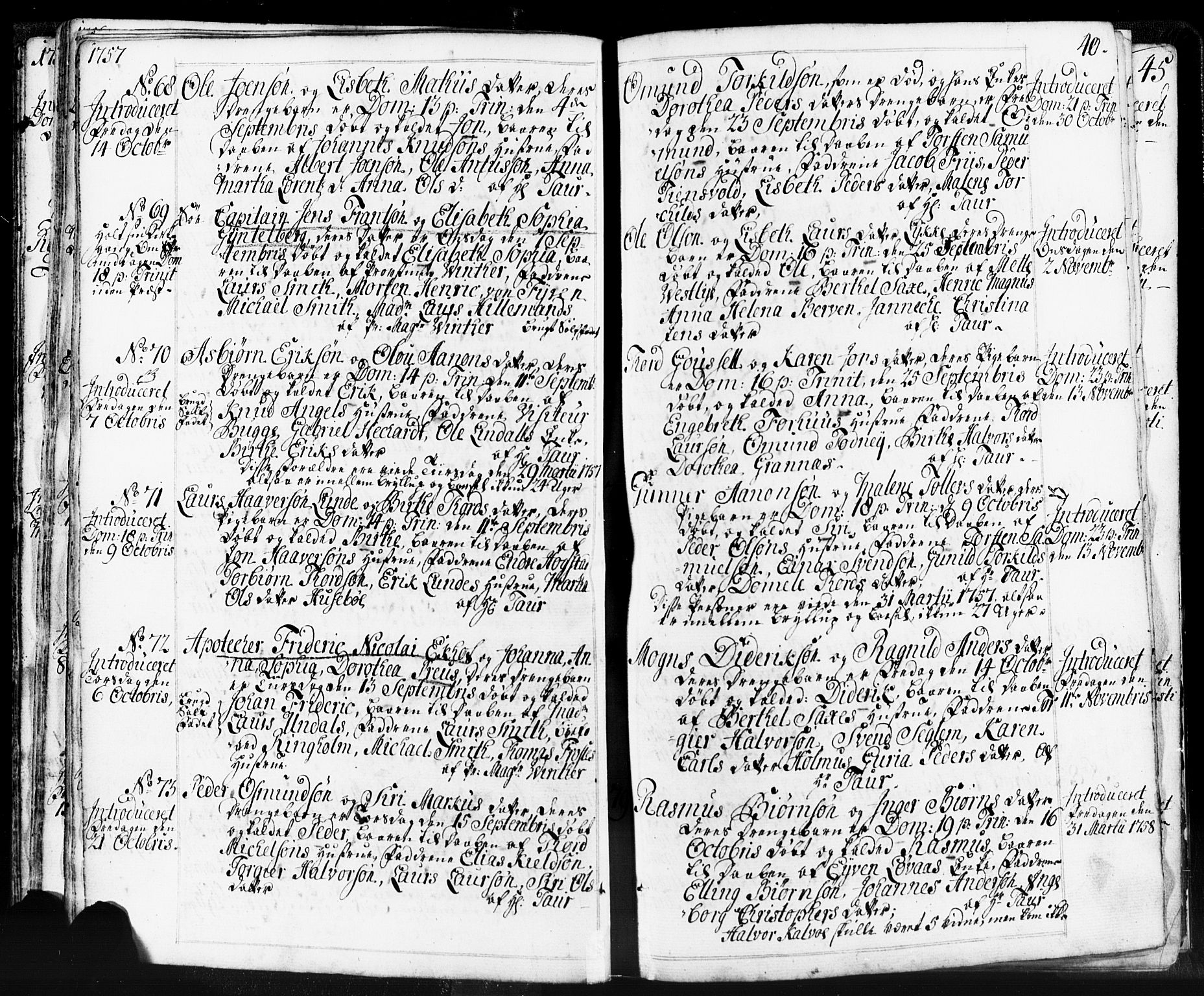 Domkirken sokneprestkontor, SAST/A-101812/001/30/30BB/L0004: Parish register (copy) no. B 4, 1752-1790, p. 40