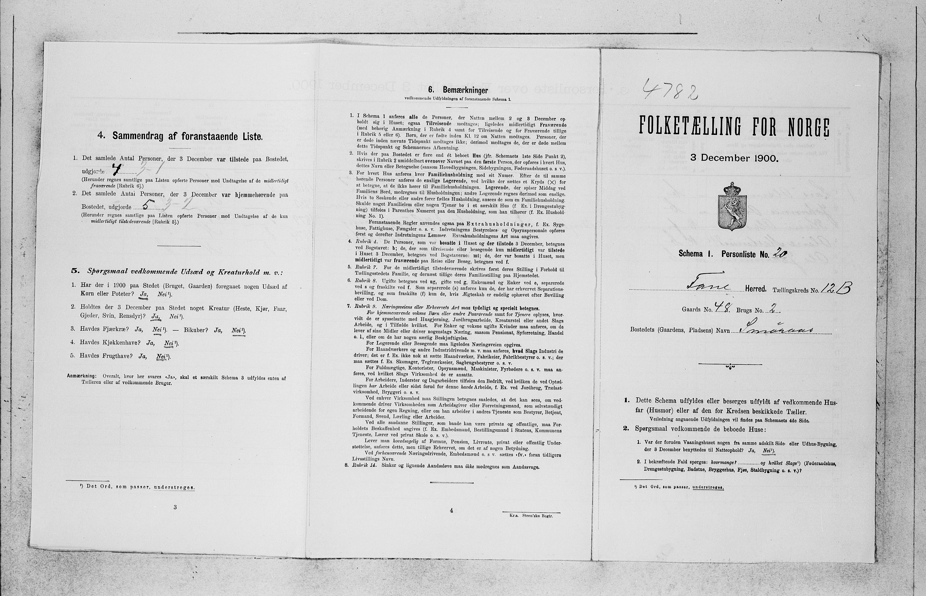 SAB, 1900 census for Fana, 1900, p. 1522